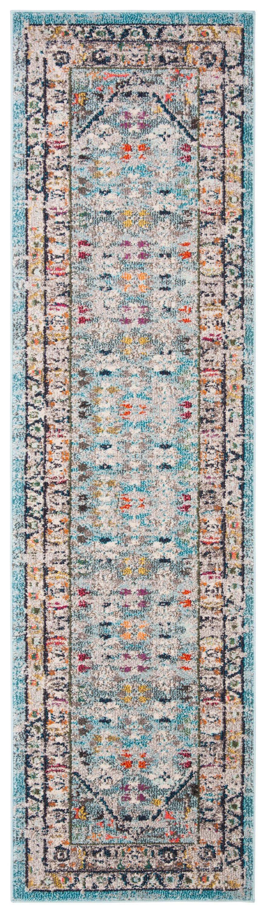Monaco MNC255 Power Loomed Runner Rug - Blue/Light Grey - 2'2"x6' - Safavieh.