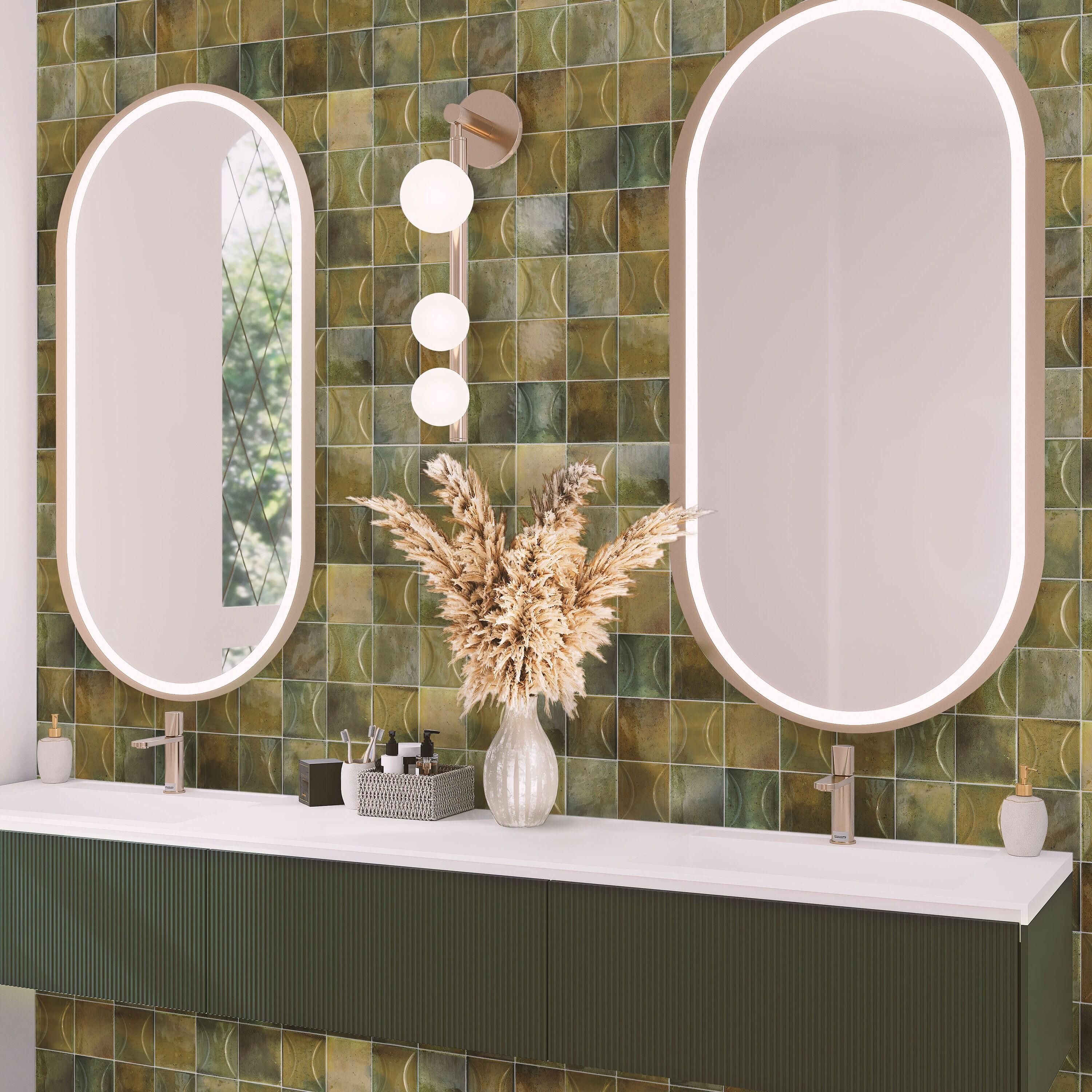 Antiek 3.94 in. x 3.94 in. Glossy Ceramic Square Deco Wall Tile (6.68 sq. ft./case) (60-pack)