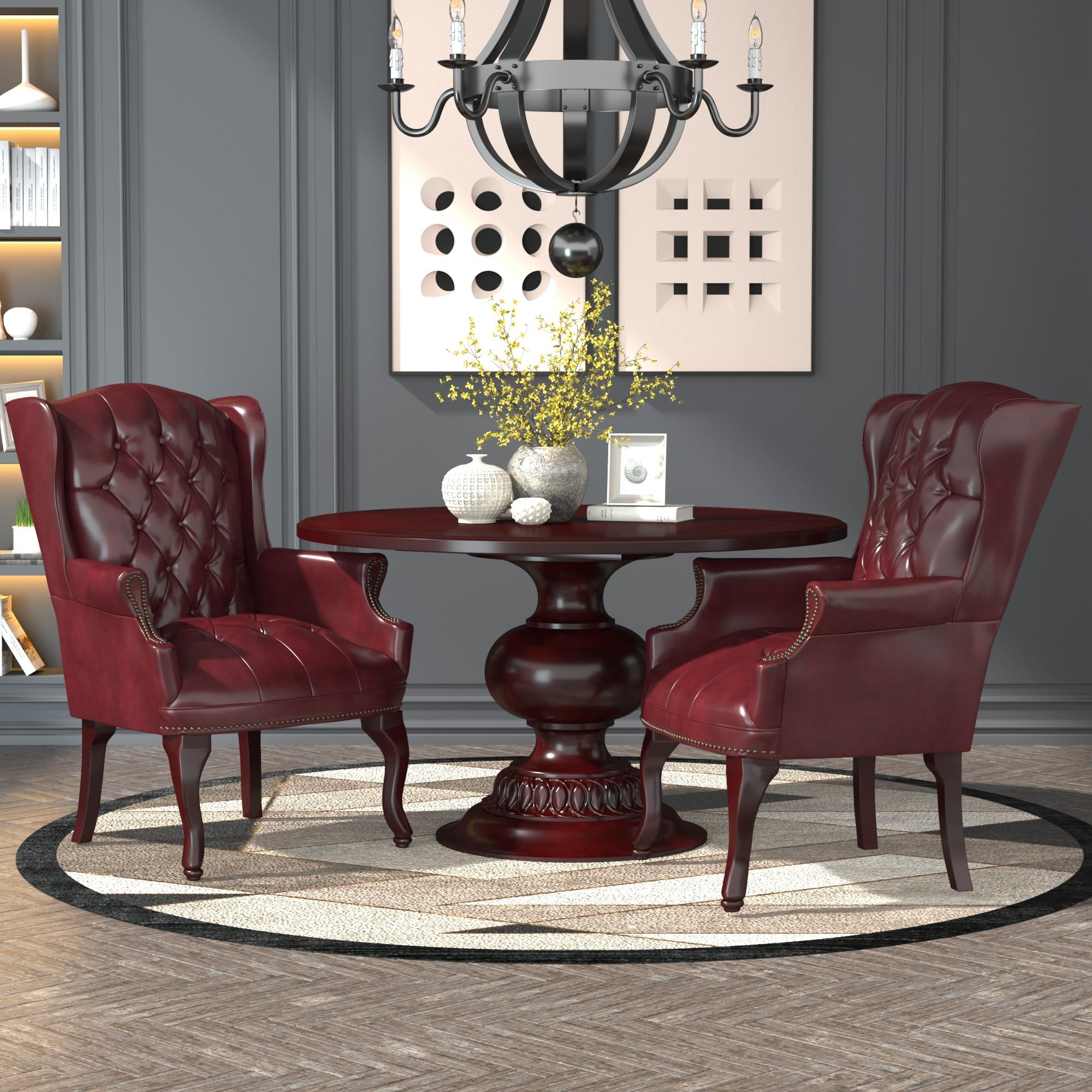 Boss B809-BY Wingback Traditional Guest Chair, 29" x 32" x 41.5",  Vinyl - Burgundy