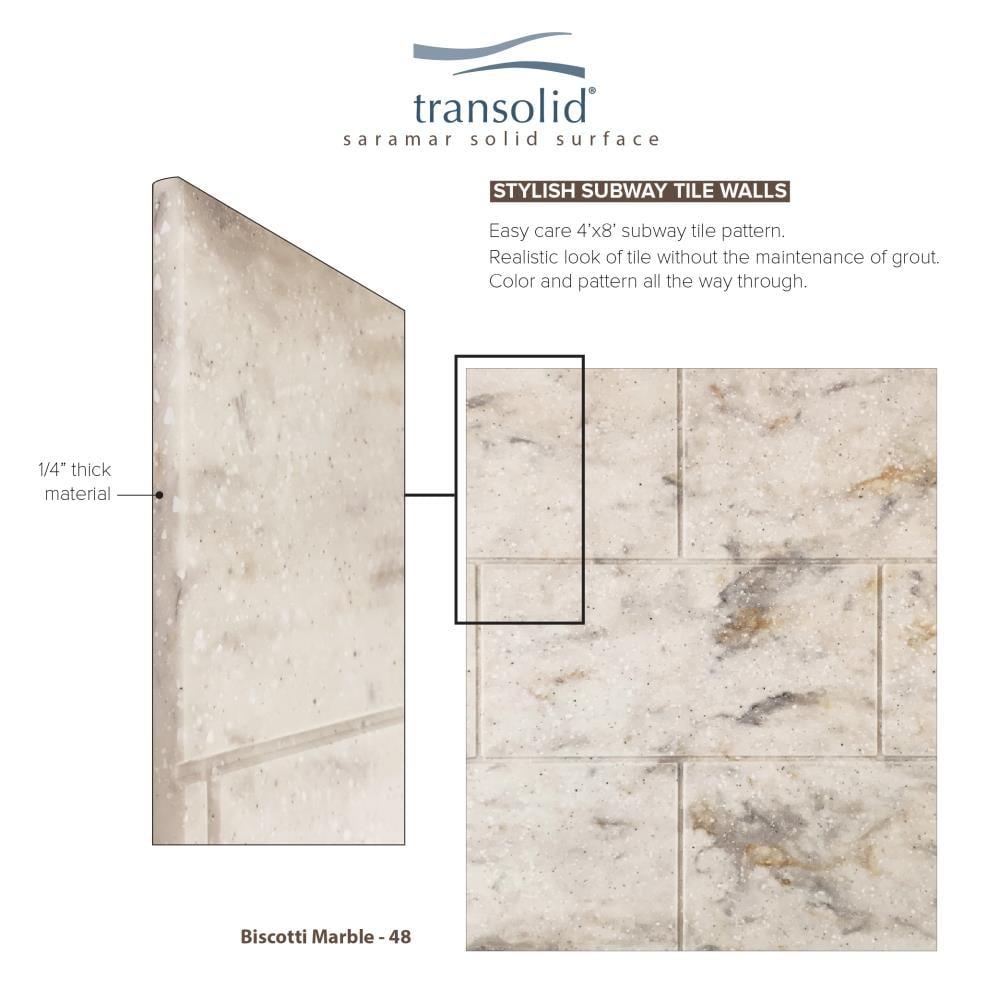 Transolid SaraMar 60'' W 36'' D 72'' H Glue Up Solid Surface Wall