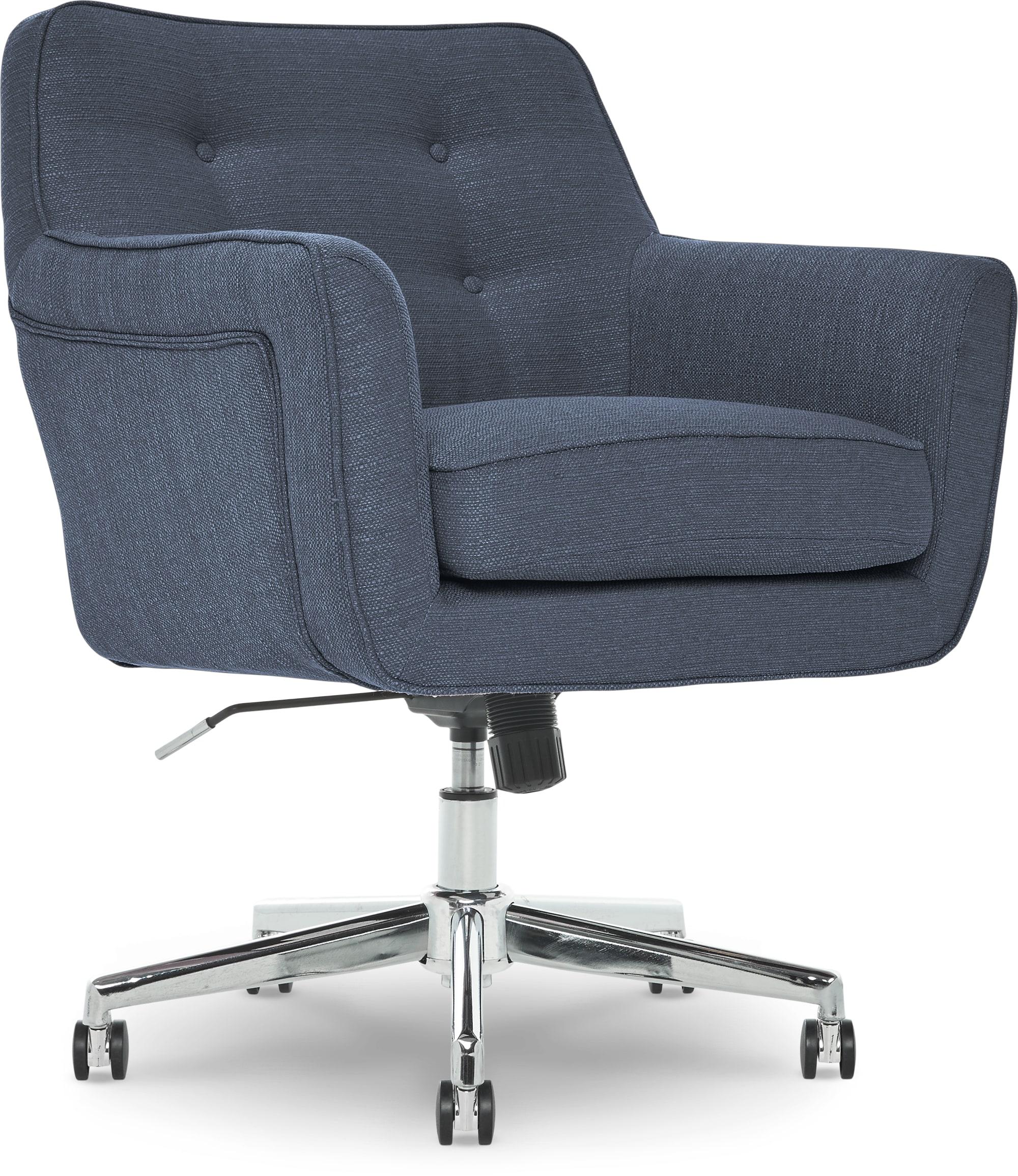 Style Ashland Home Office Chair Sanctuary Blue - Serta: Mid-Century, Adjustable, Twill Fabric