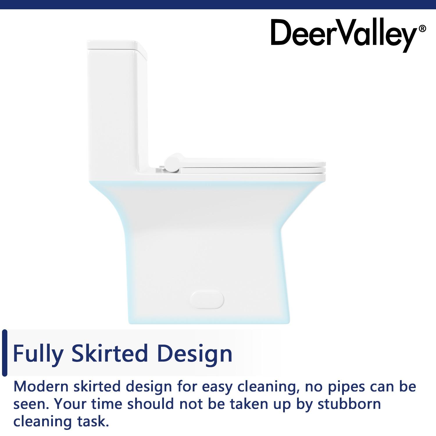 Ace Dual-Flush Square Seat One-Piece Floor Mounted Toilet with White Glazed Surface(Seat Included)