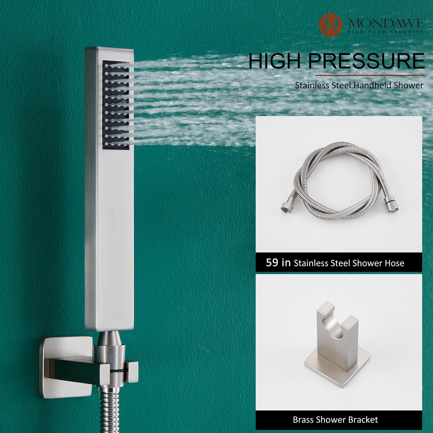 Herathena 3 Functions Temperature Based LED Light Shower System with 6 Body Jets and Rough-in Valve