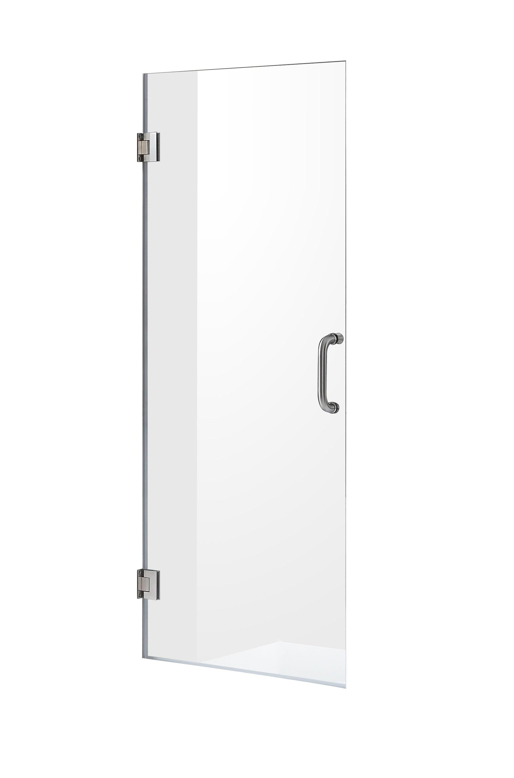 Passion 24" W x 72" H Hinged Frameless Shower Door with Tsunami Guard