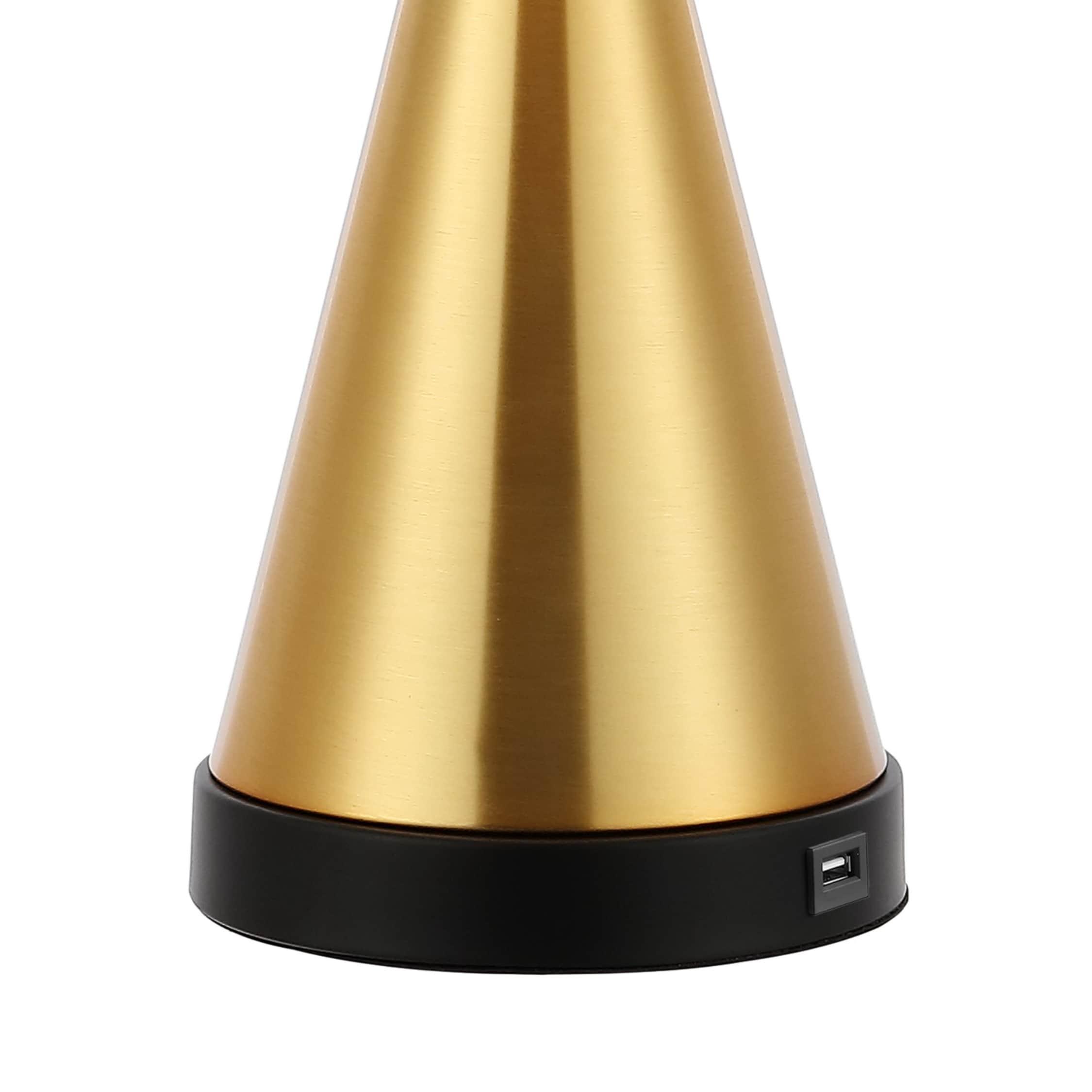 JONATHAN Y Colton 26" Classic French Country Iron LED Table Lamp with USB Charging Port, Brass Gold (Set of 2), JYL4046B-SET2