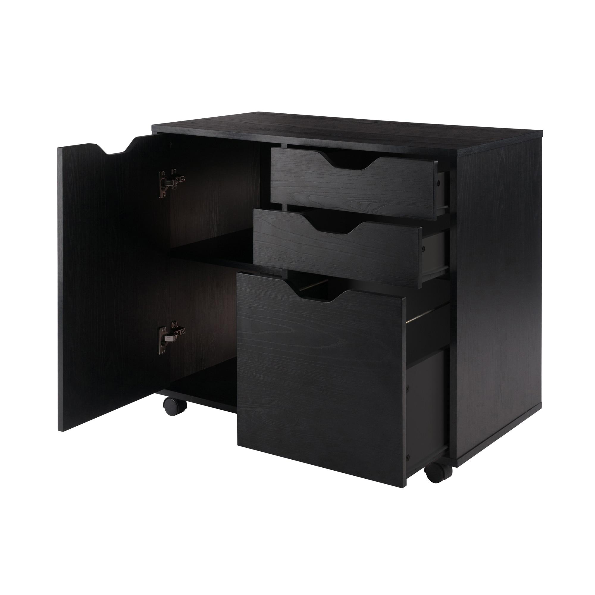 Winsome Halifax 2 Sections Mobile Filing Cabinet Black : MDF Construction, Office Storage, 2 Drawers