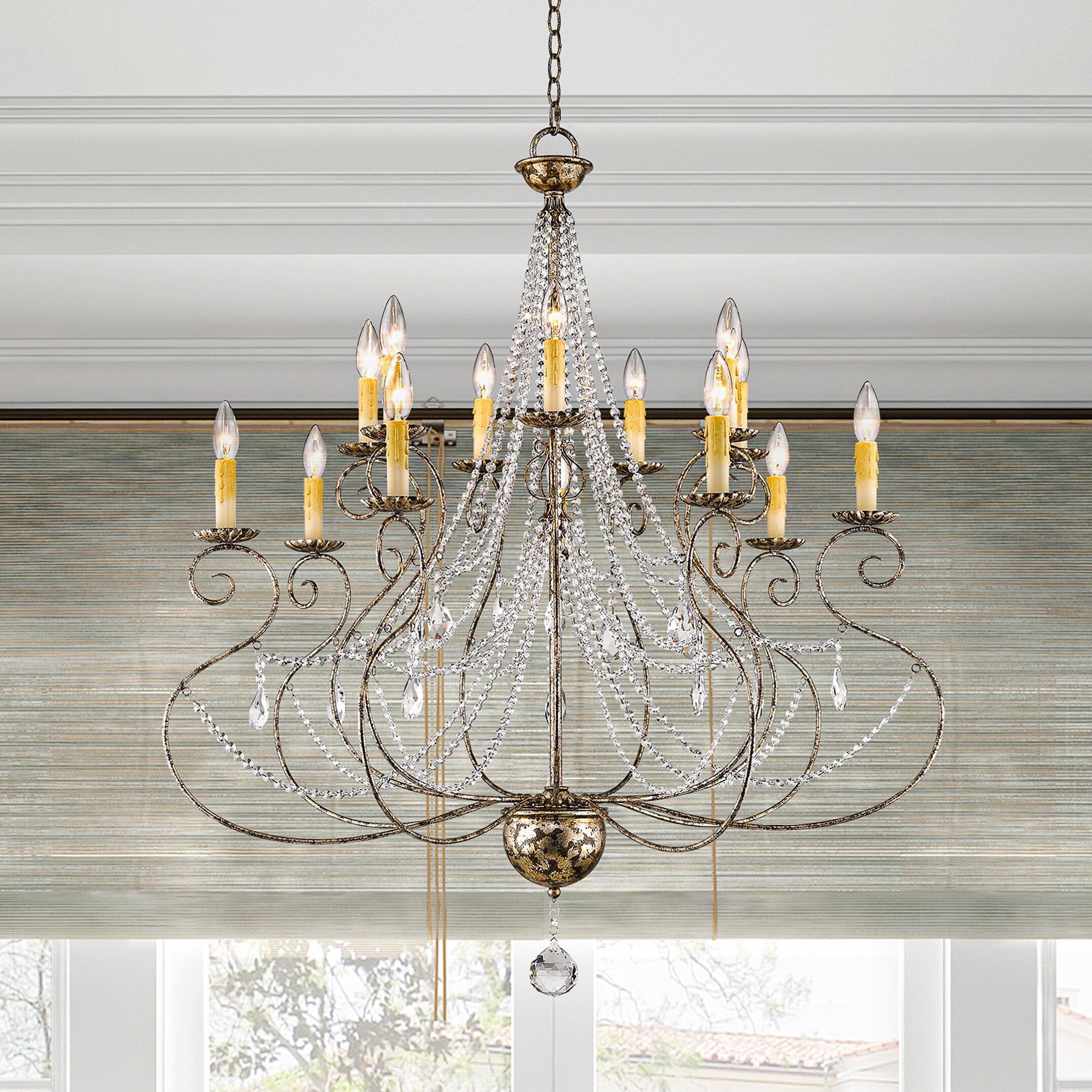 Isabella European Bronze 14-Light Crystal Chandelier