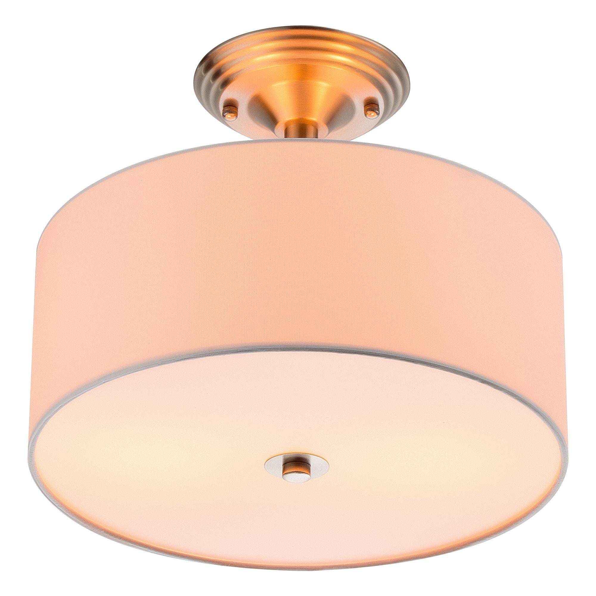 Progress Lighting, Inspire Collection, 2-Light Semi-Flush, Brushed Nickel, Etched Glass with Summer Linen Shade