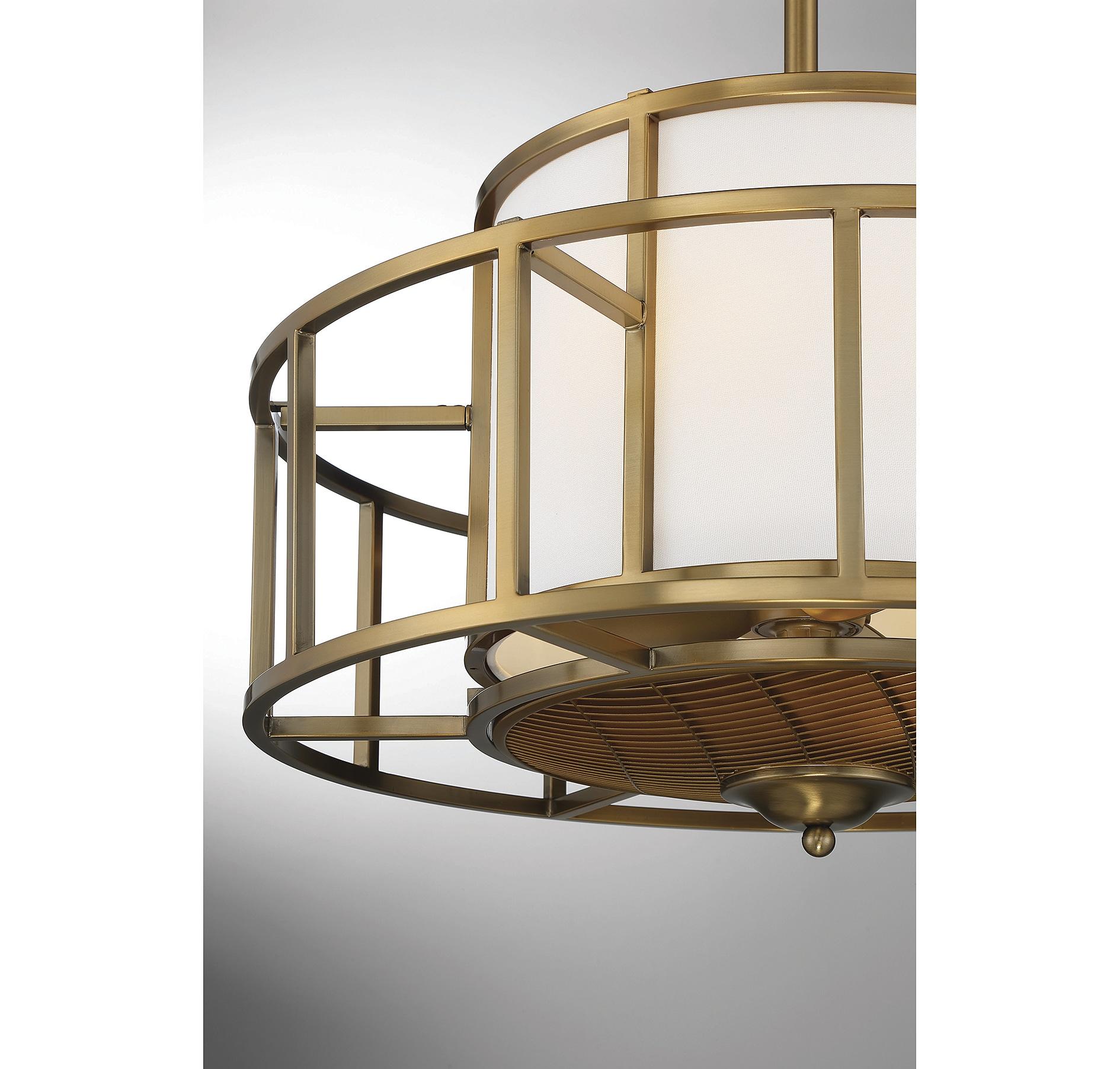 Warm Brass Four Light Fan D'Lier from the Oslo Collection