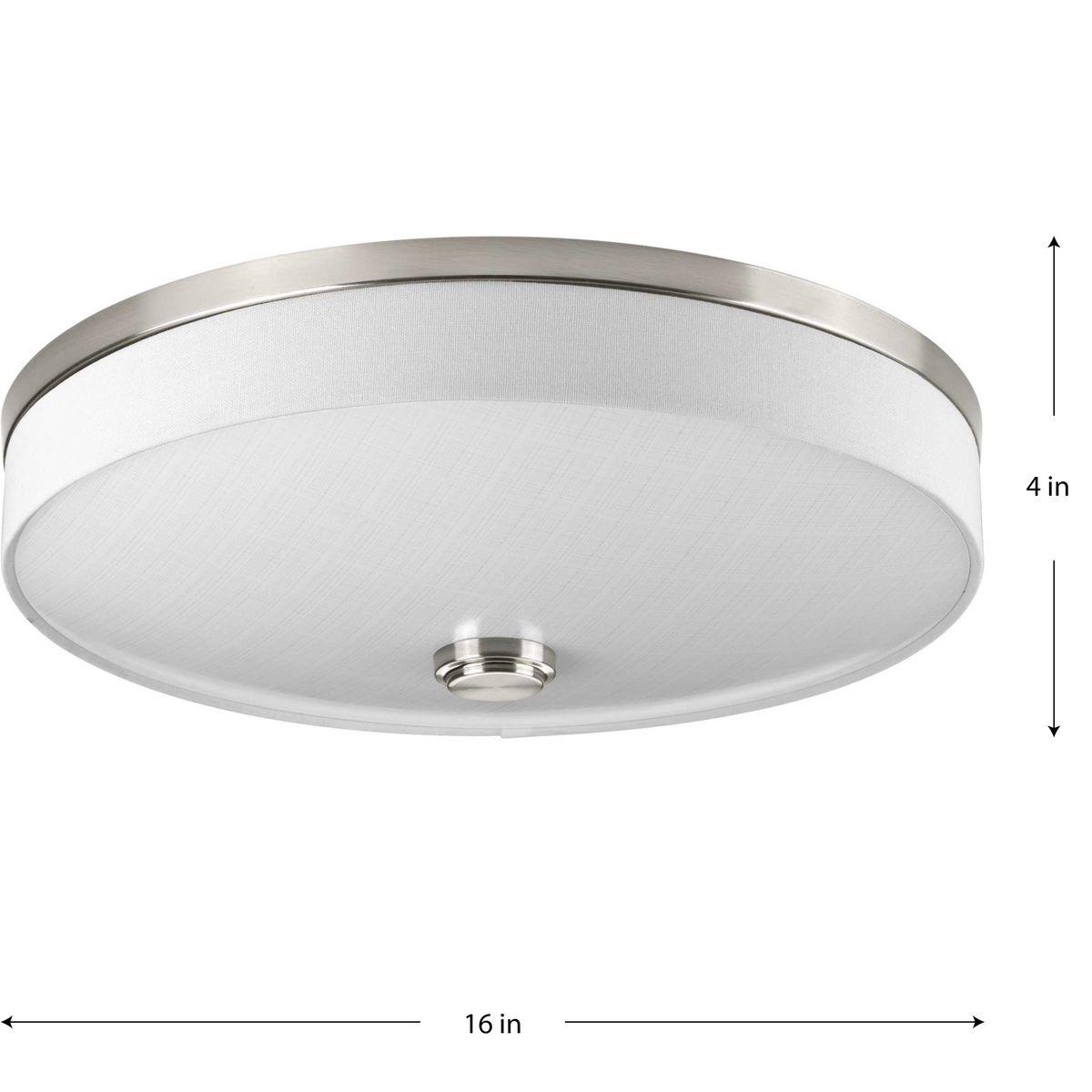 Progress Lighting, Weaver Collection, 2-Light Flush Mount, Brushed Nickel, Linen Drum Shade
