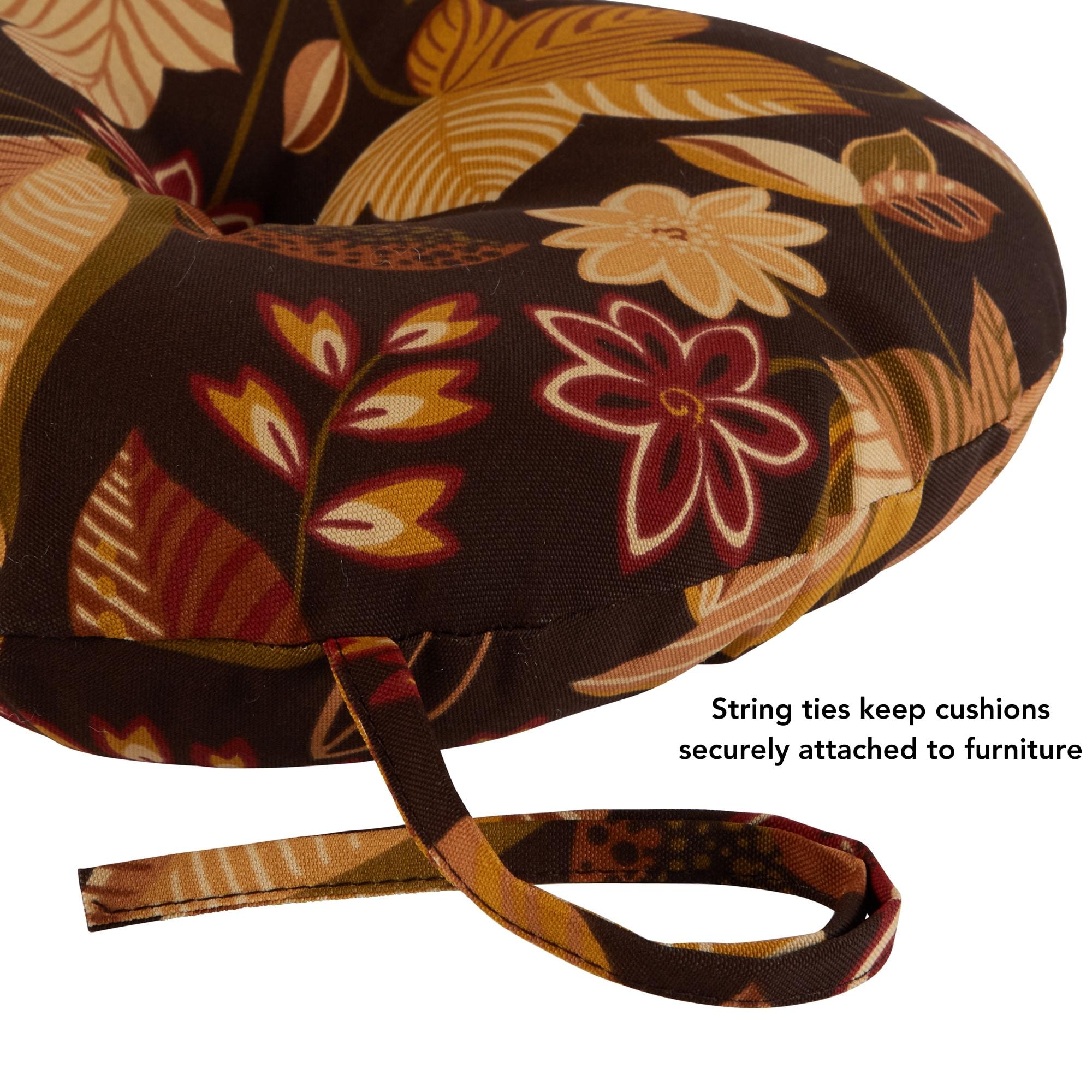 Greendale Home Fashions Timberland Floral 15 in. Round Outdoor Reversible Bistro Seat Cushion (Set of 2)