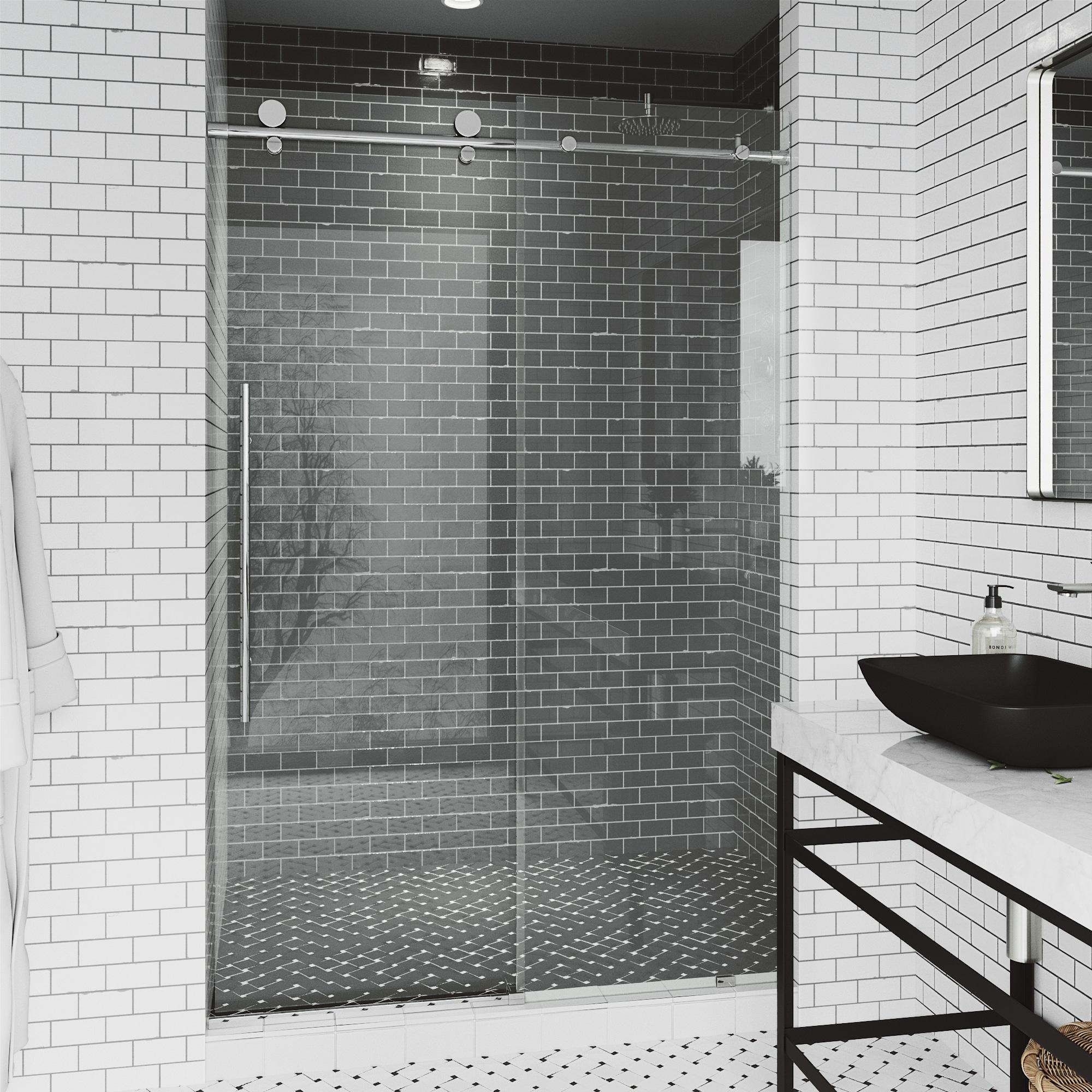 Elan E-Class 44-48" W x 76" H Sliding Frameless Shower Door with 3/8" Clear Glass