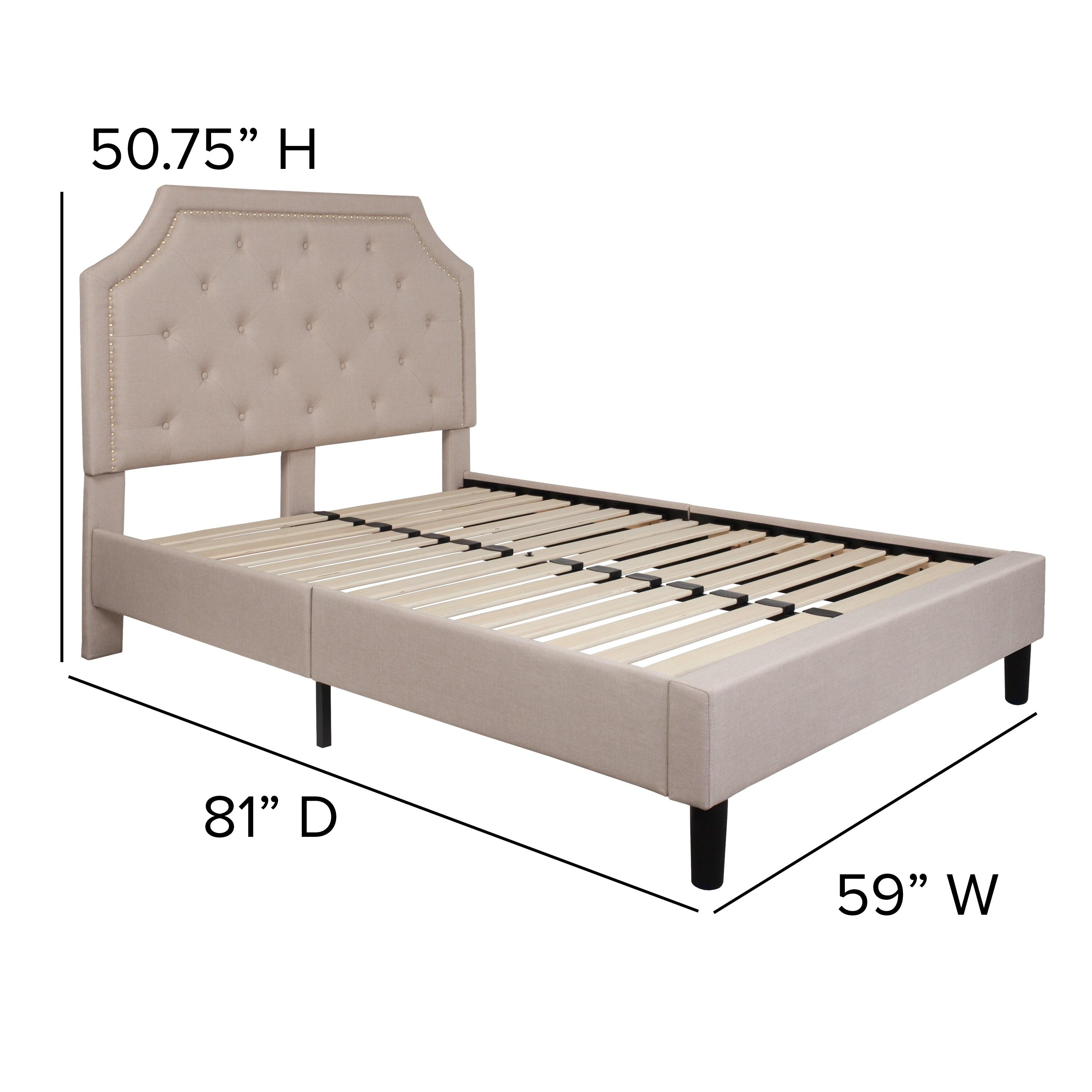 Flash Furniture Brighton Full Size Tufted Upholstered Platform Bed in Beige Fabric