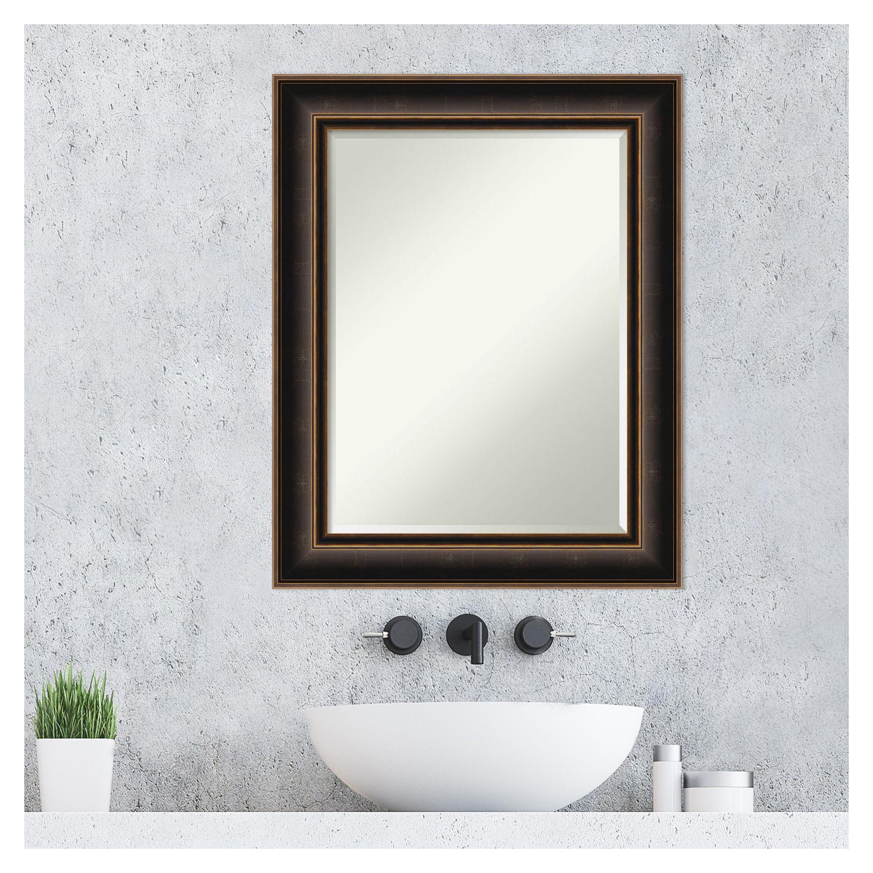 Villa Oil Rubbed Bronze Beveled Wood Bathroom Vanity Mirror