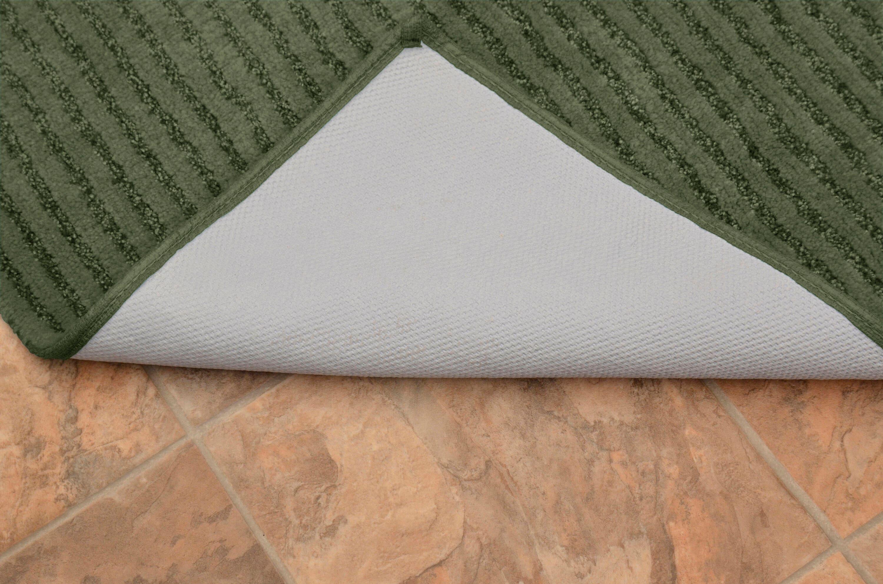 Garland Rug Sheridan Washable Nylon Bath Rug Set, 2 Piece Set (17"x24" Bath Rug, & 21"x34" Bath Rug) Deep Fern