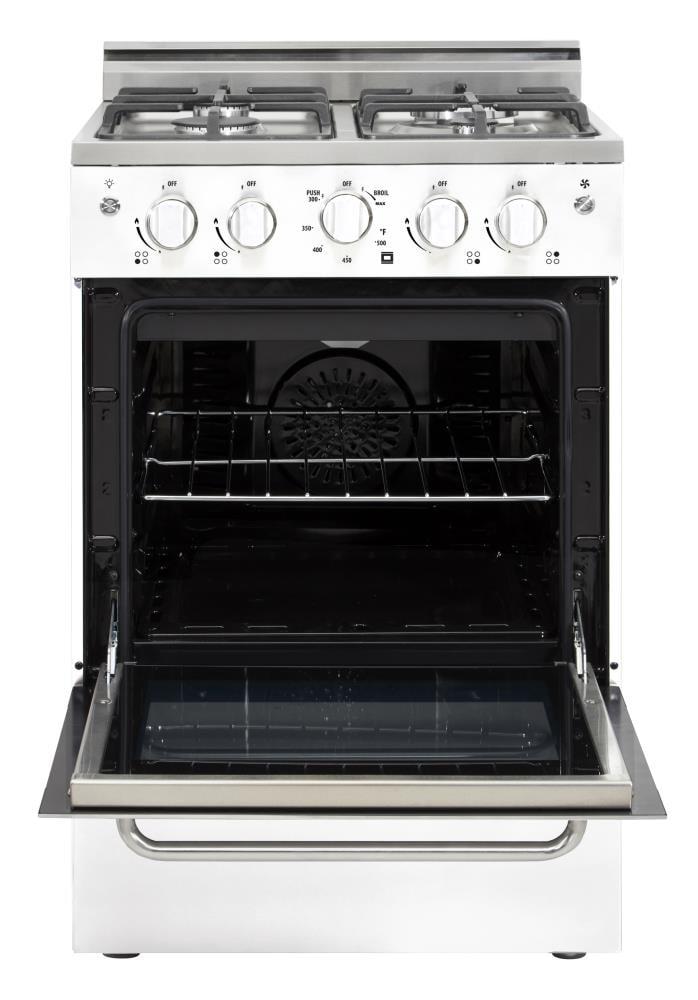 Unique Prestige 24” 2.3 cu ft Double Oven Gas Range in White