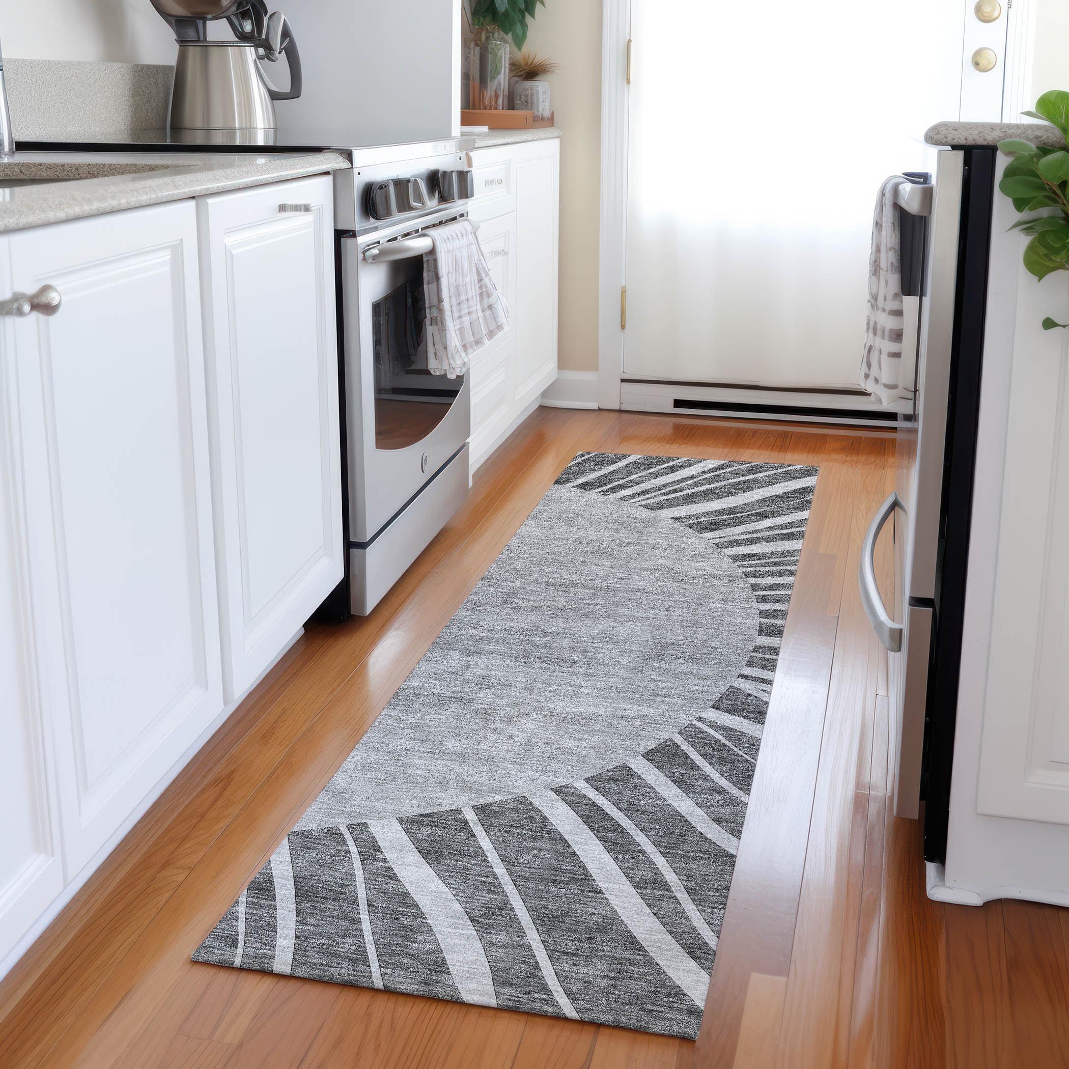 Addison Rugs Chantille ACN668 Charcoal 2'3" x 7'6" Indoor Outdoor Hallway Runner Rug, Easy Clean, Machine Washable, Non Shedding, Kitchen Area Carpet for Bathroom, Patio, Laundry and Bedroom Rug