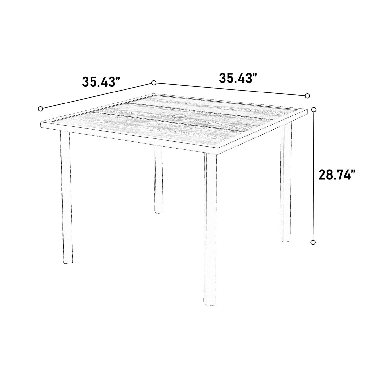 howcoolmall 5 Piece Patio Dining Set for 4, 4 Chairs with Cushions and 1 Square Table with 1.75” Umbrella Hole Outdoor Furniture Set, Black and Brown