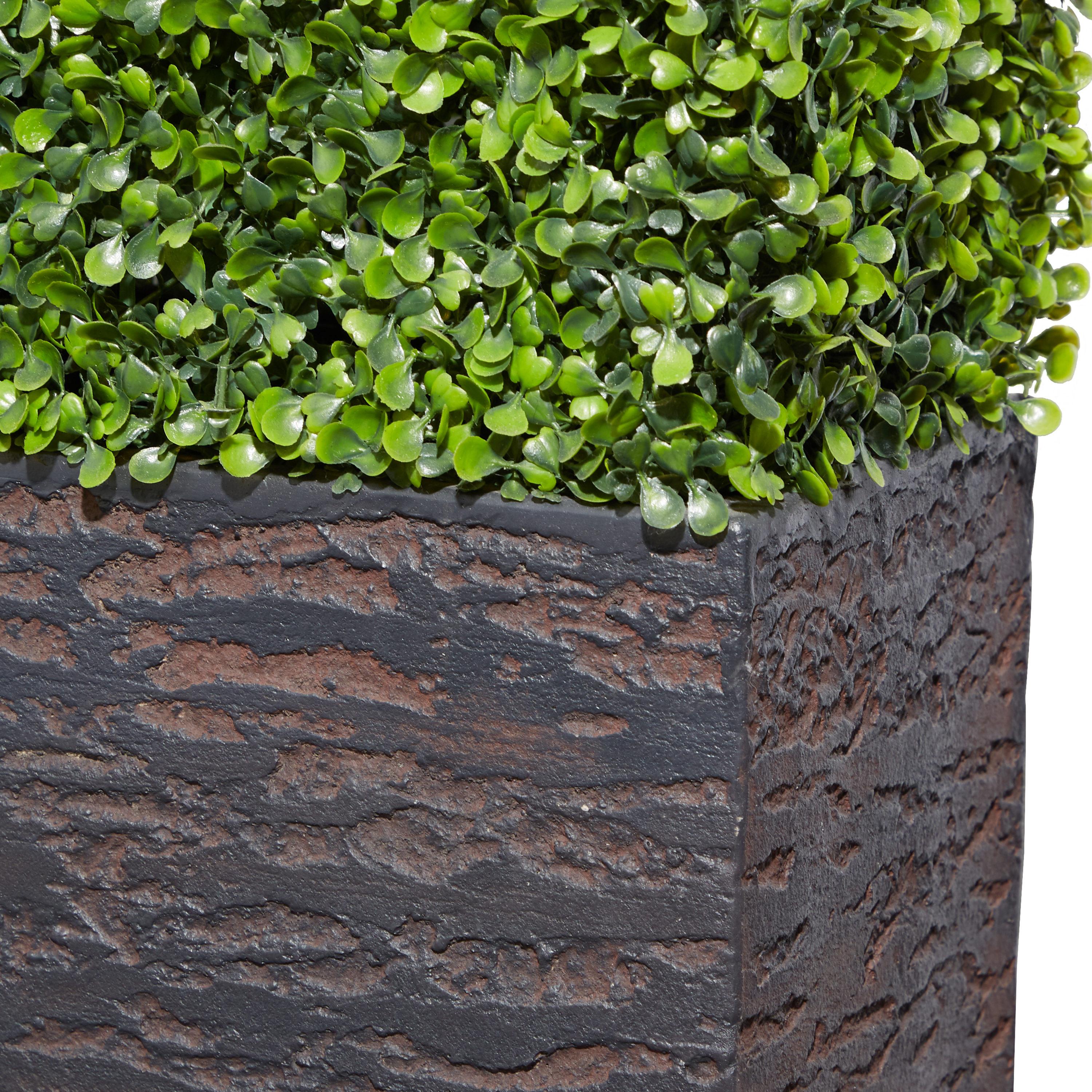 DecMode Green Plastic Contemporary Artificial Boxwood Hedge Topiary with Black Planter Box 22" x 9" x 59"