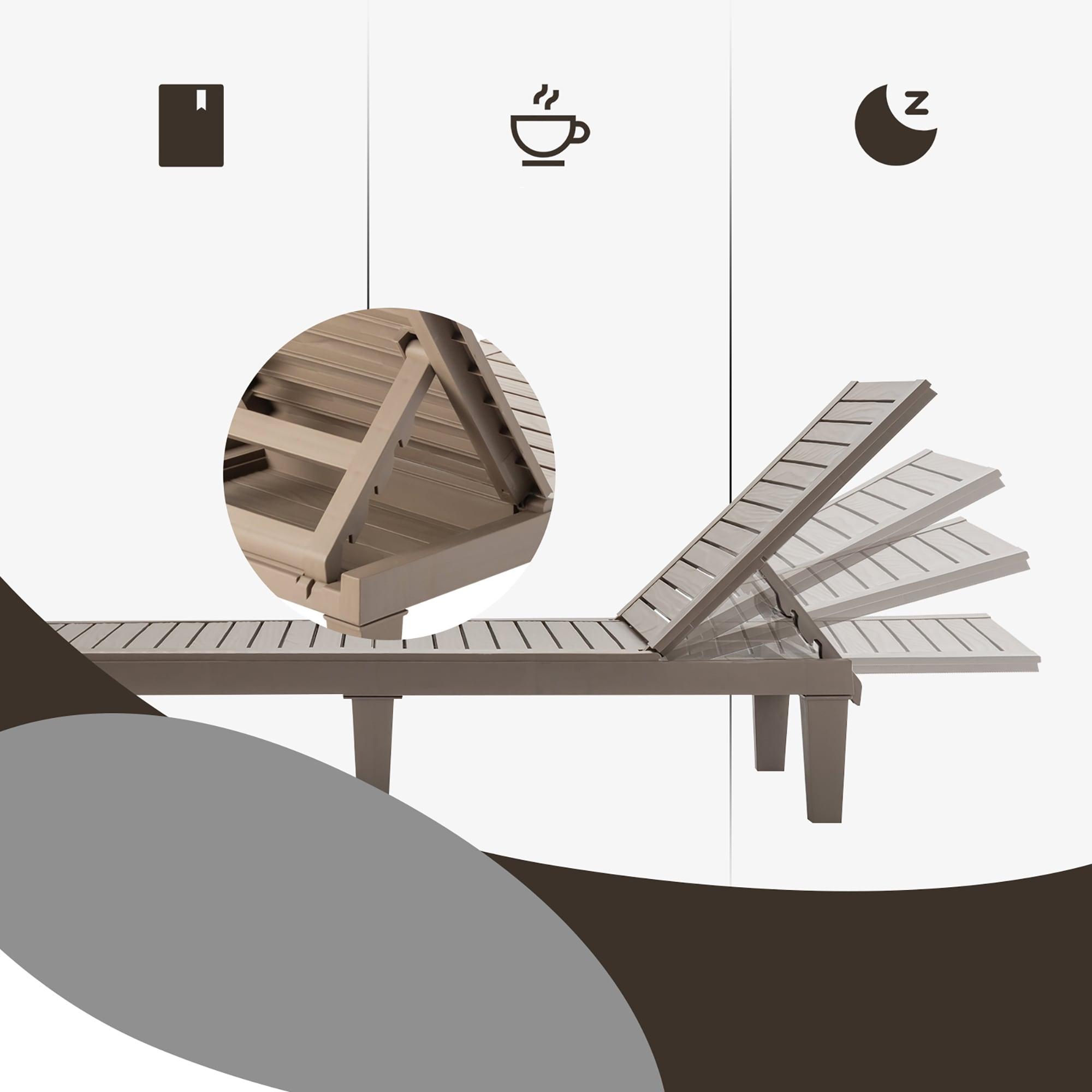 Topcobe Silla Reclinable de Exterior con Respaldo Ajustable en 5 Posiciones, Muebles para Terraza de Piscina, Marrón