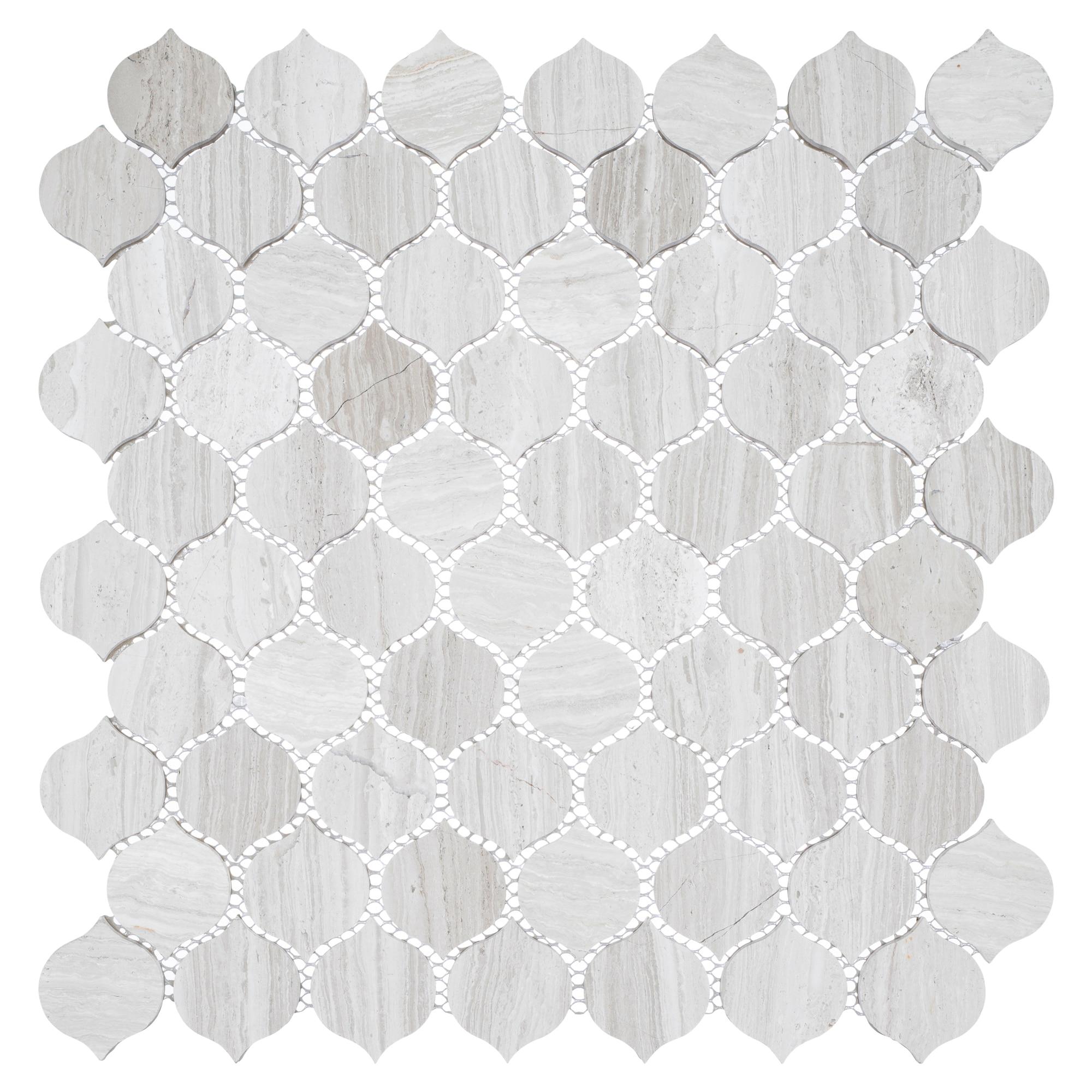 Andova Dayberry 1.5" Marble Arabesque Mosaic Kitchen Backsplash, Bathroom, Shower, Pool, Wall and Floor Tile