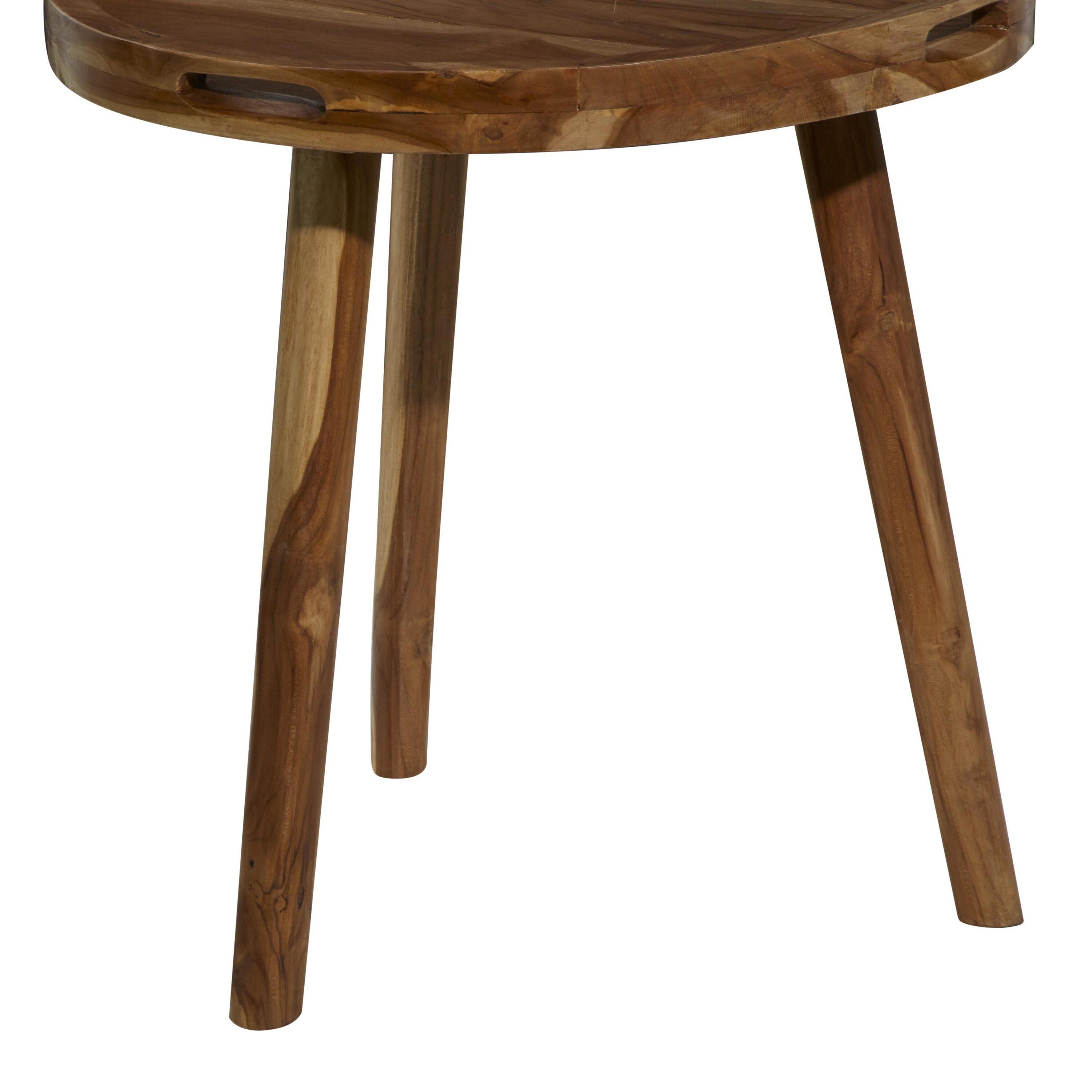 Contemporary Teak Wood Tray Accent Table Brown - Olivia & May: Round, No Assembly, Splayed Legs