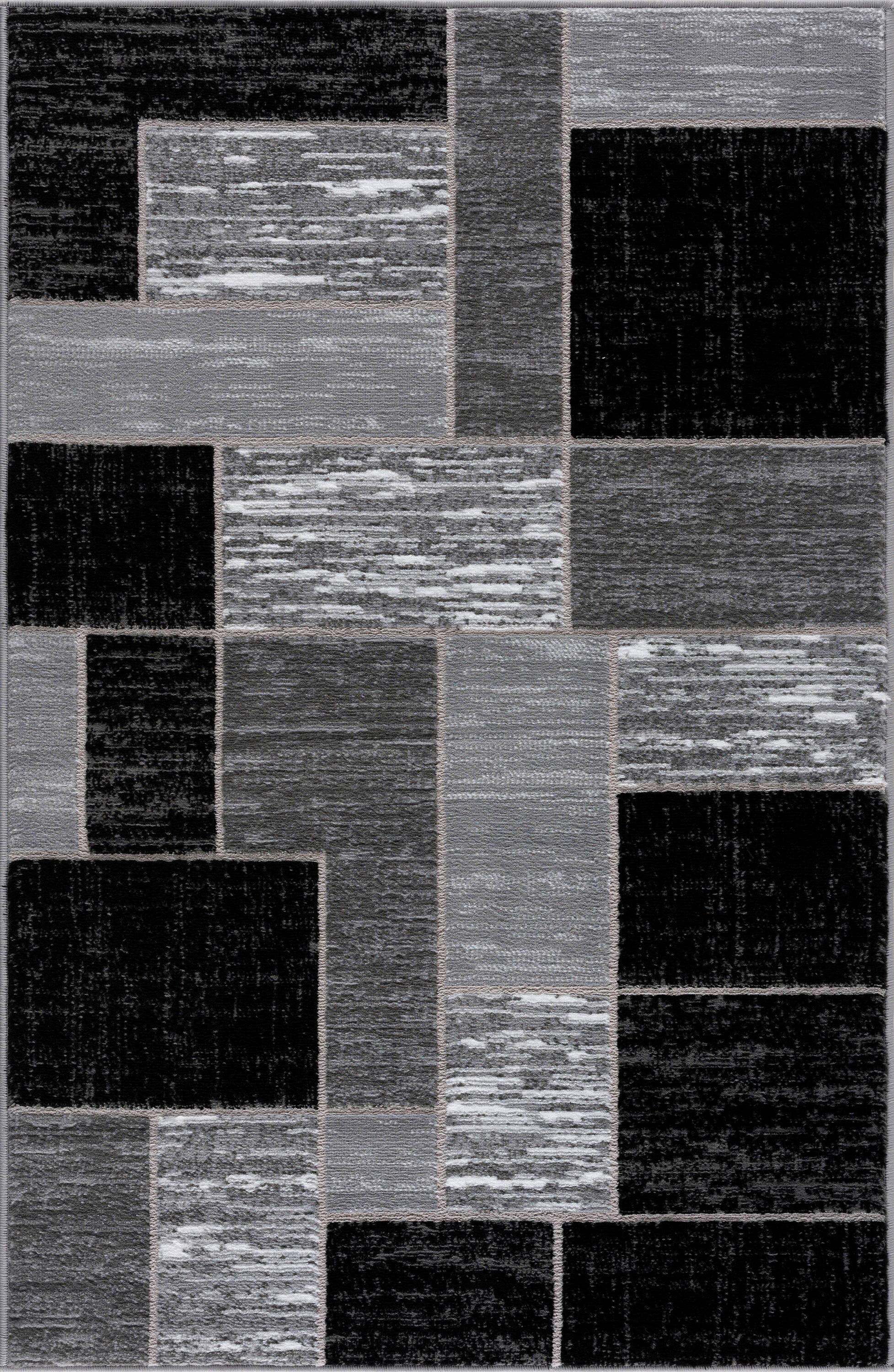 L'Baiet Verena Black Grey Graphic Geometric Color Block Mid-Century Modern Indoor 2' x 3' Area Rug