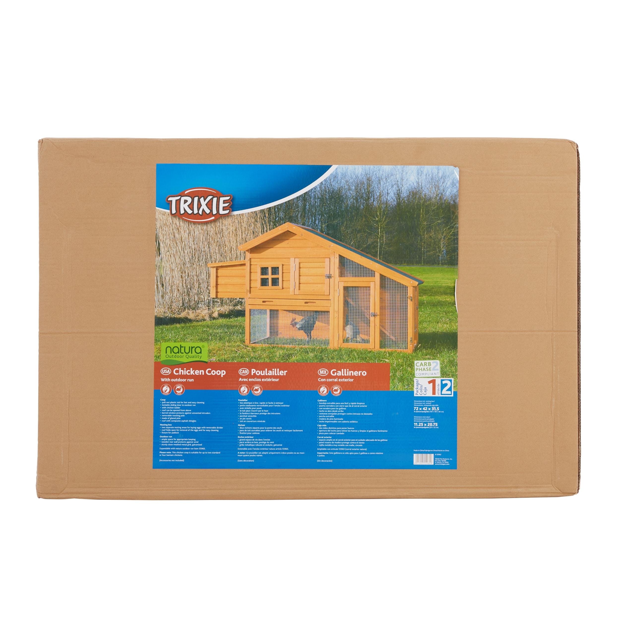 TRIXIE TRIXIE 2-Story Weatherproof Outdoor Chicken Coop, 2 Nesting Boxes, Fits 2 Std Chickens or 4 Bantams