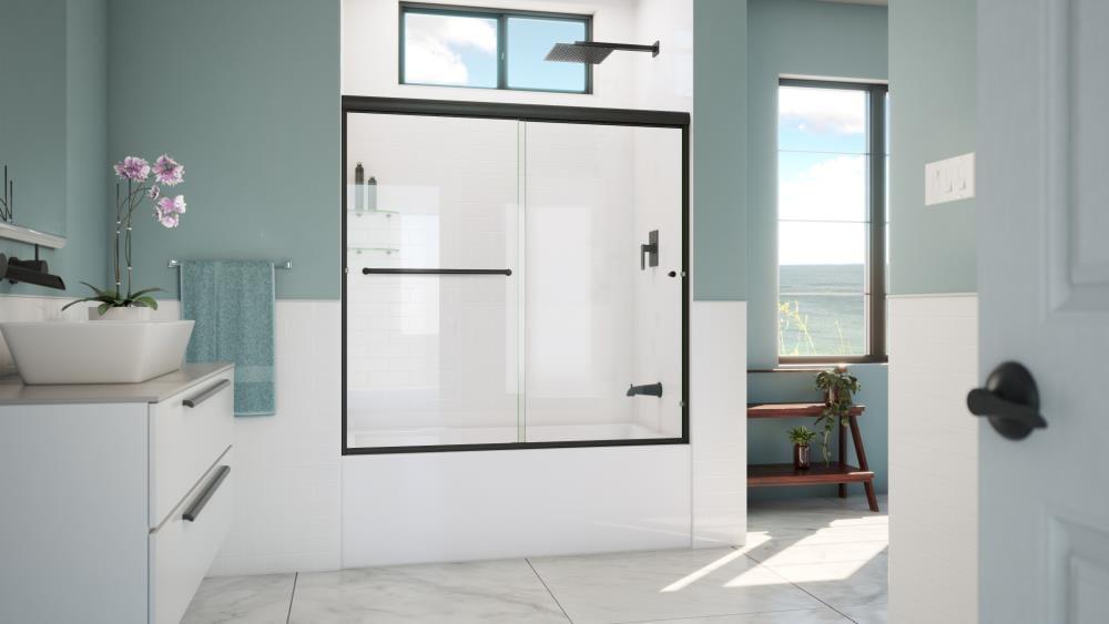 Leter 56" W x 57" H Bypass Semi-Frameless Tub Door