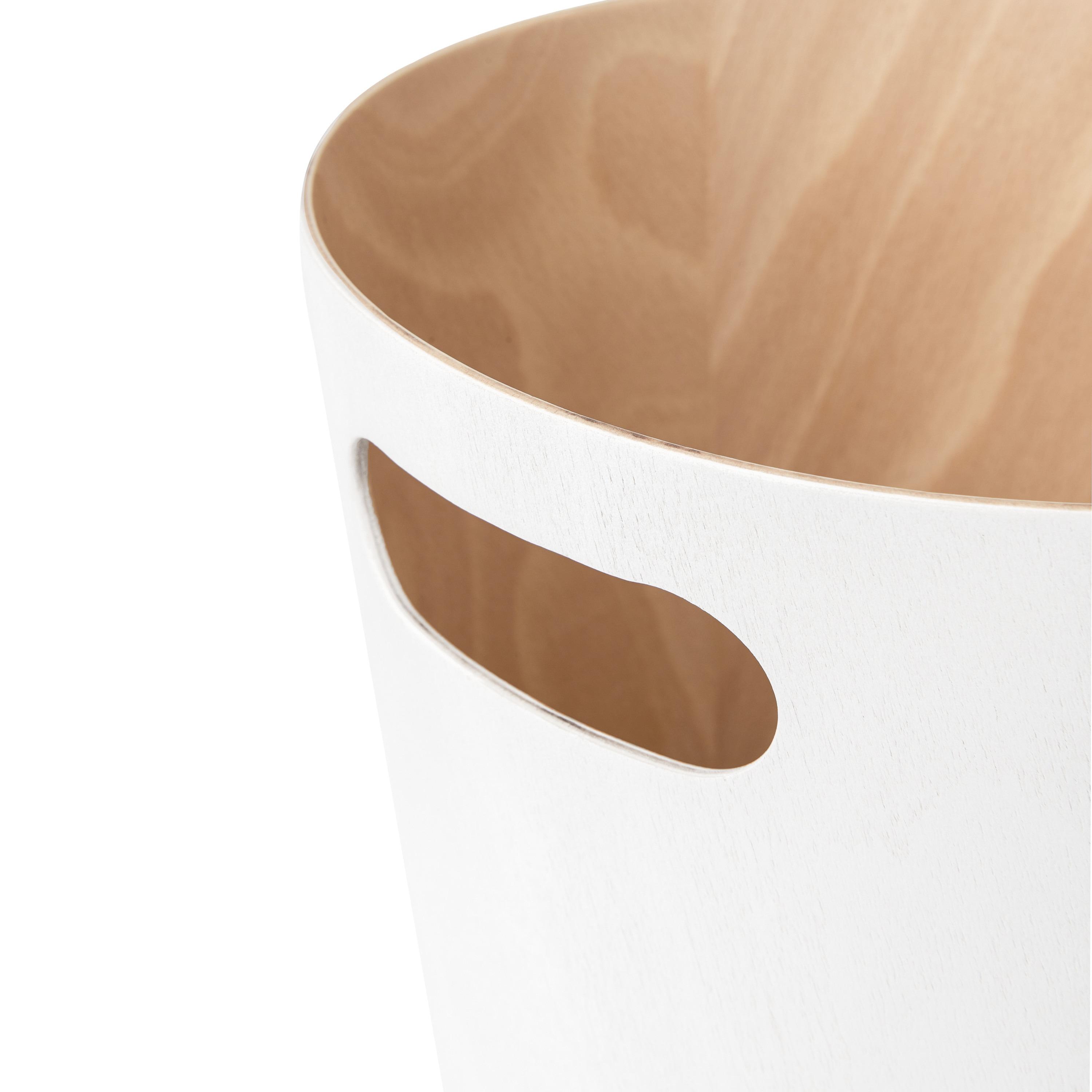 Umbra 2gal Woodrow Indoor Trash Can White: Small Bathroom & Bedroom Garbage Can, Plywood, Open Top, Spot Clean