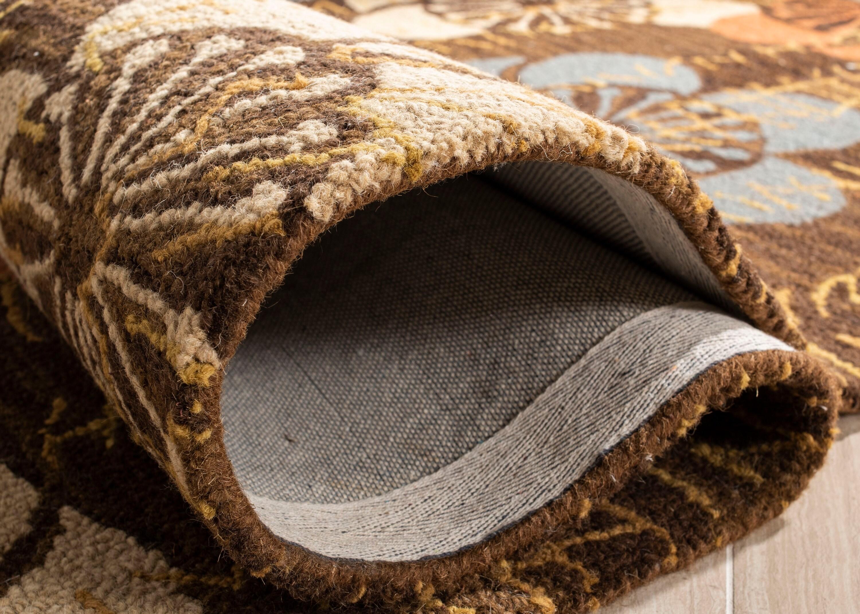 SAFAVIEH Blossom Heidi Floral Flowers Wool Area Rug, Brown/Multi, 2'6" x 4'