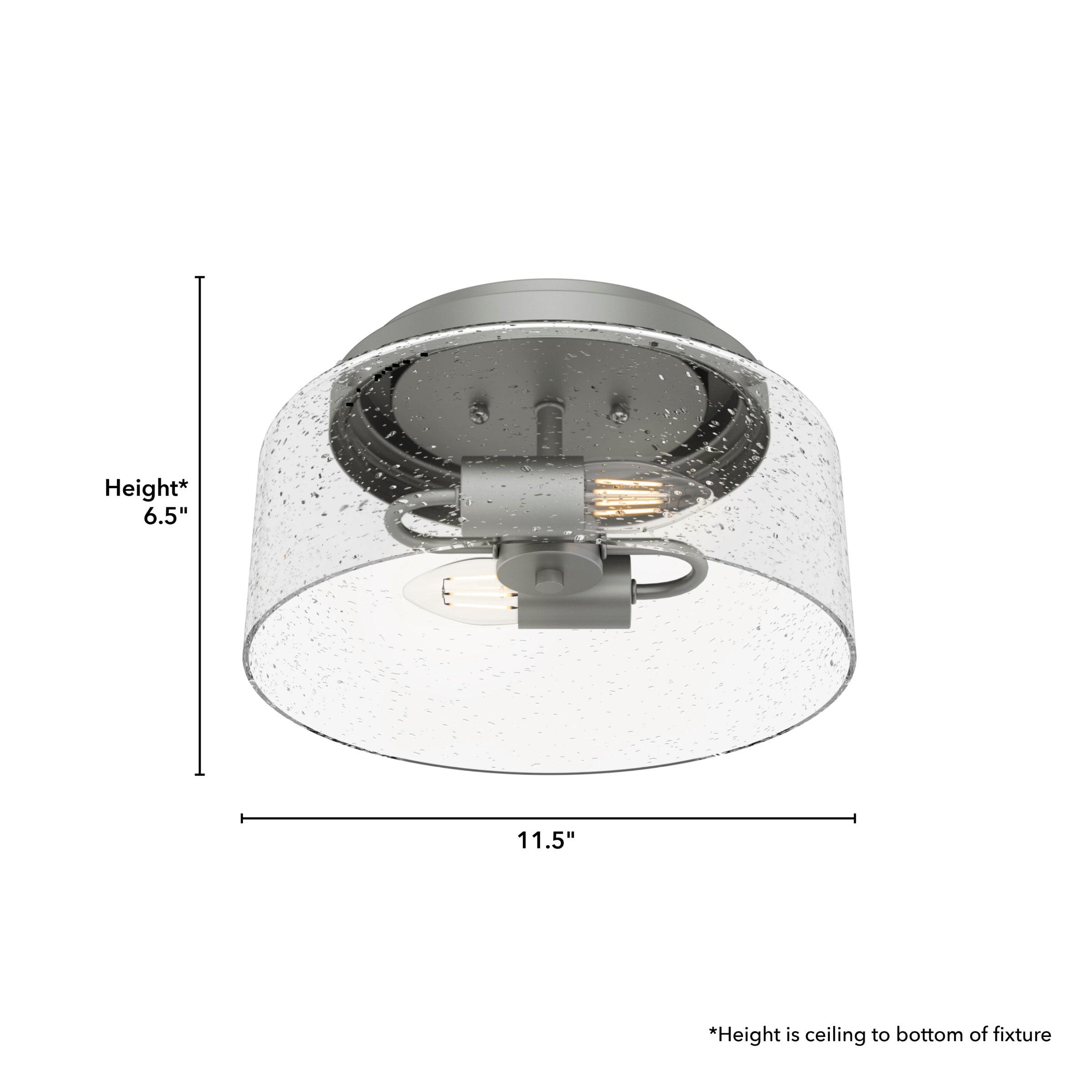 Hartland 2 -Light 11.5" Flush Mount Drum Light with Seeded Glass Shade