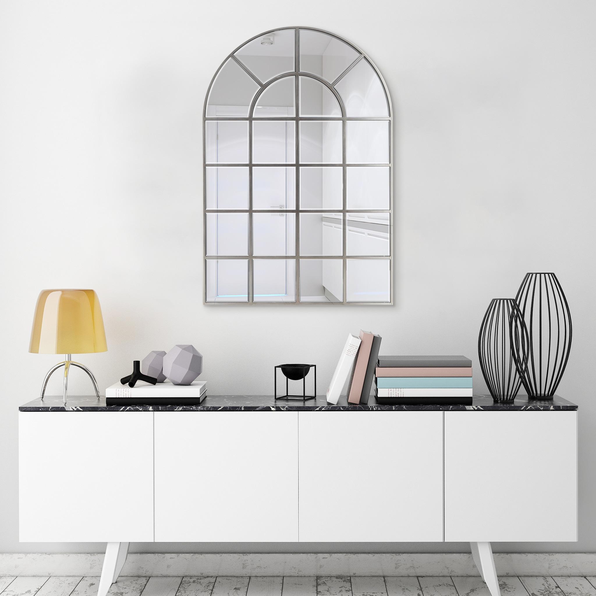 Empire Art Direct  30 x 44 in. MDF Base Covered with Beveled Arch Window Wall Mirror - 0.25 in. Beveled Edge