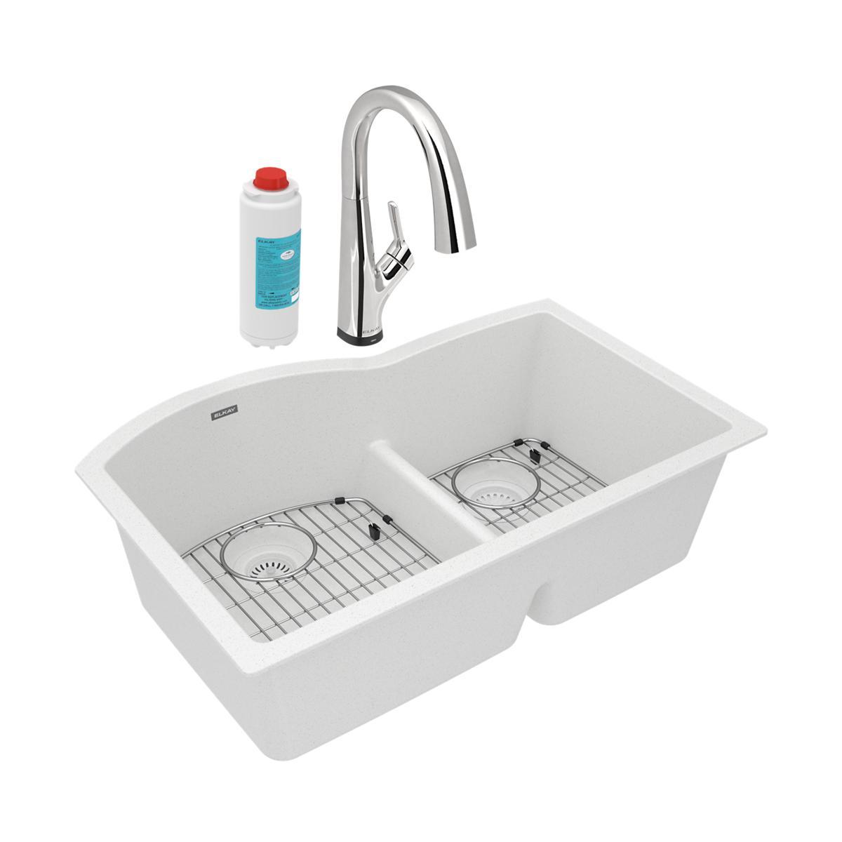 33" x 22" x 10" Double Basin Undermount Kitchen Sink with Faucet