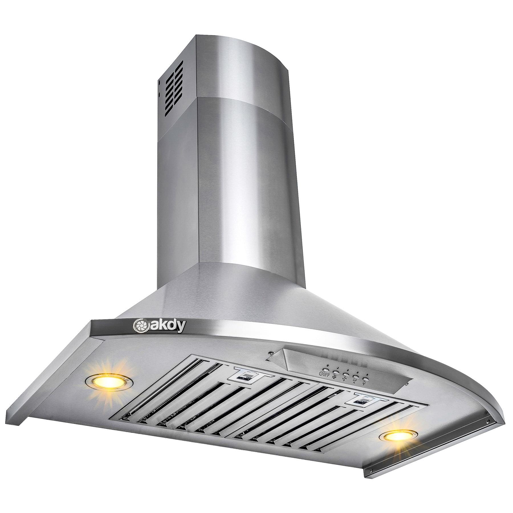 AKDY 30" Stainless Steel 343 CFM Convertible Wall Range Hood with Baffle Filter