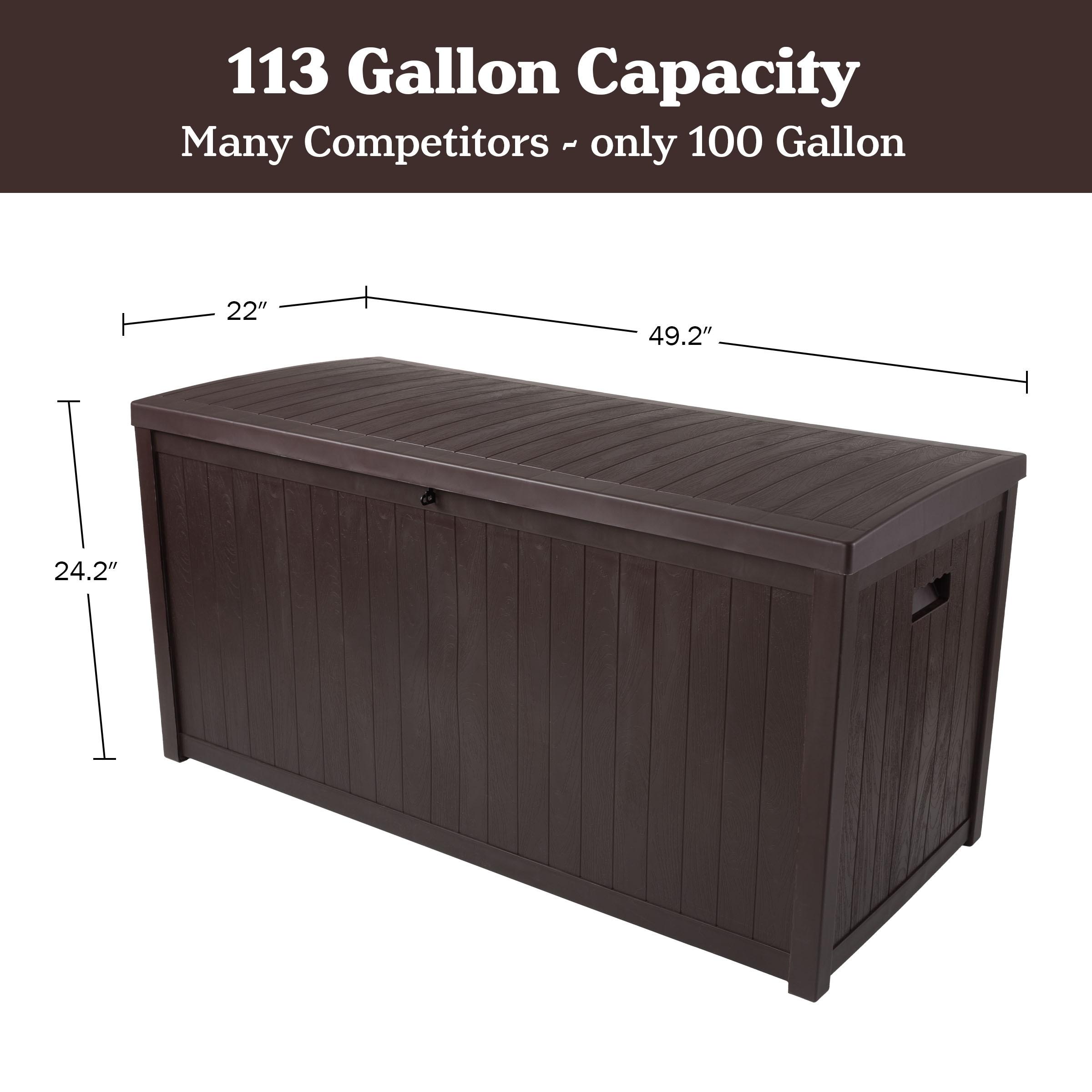 Pure Garden Outdoor Storage Box - 113 Gallon Lockable Deck Box for Pool Accessories, Patio Furniture Cushions, or Package Delivery for Outside by Pure Garden