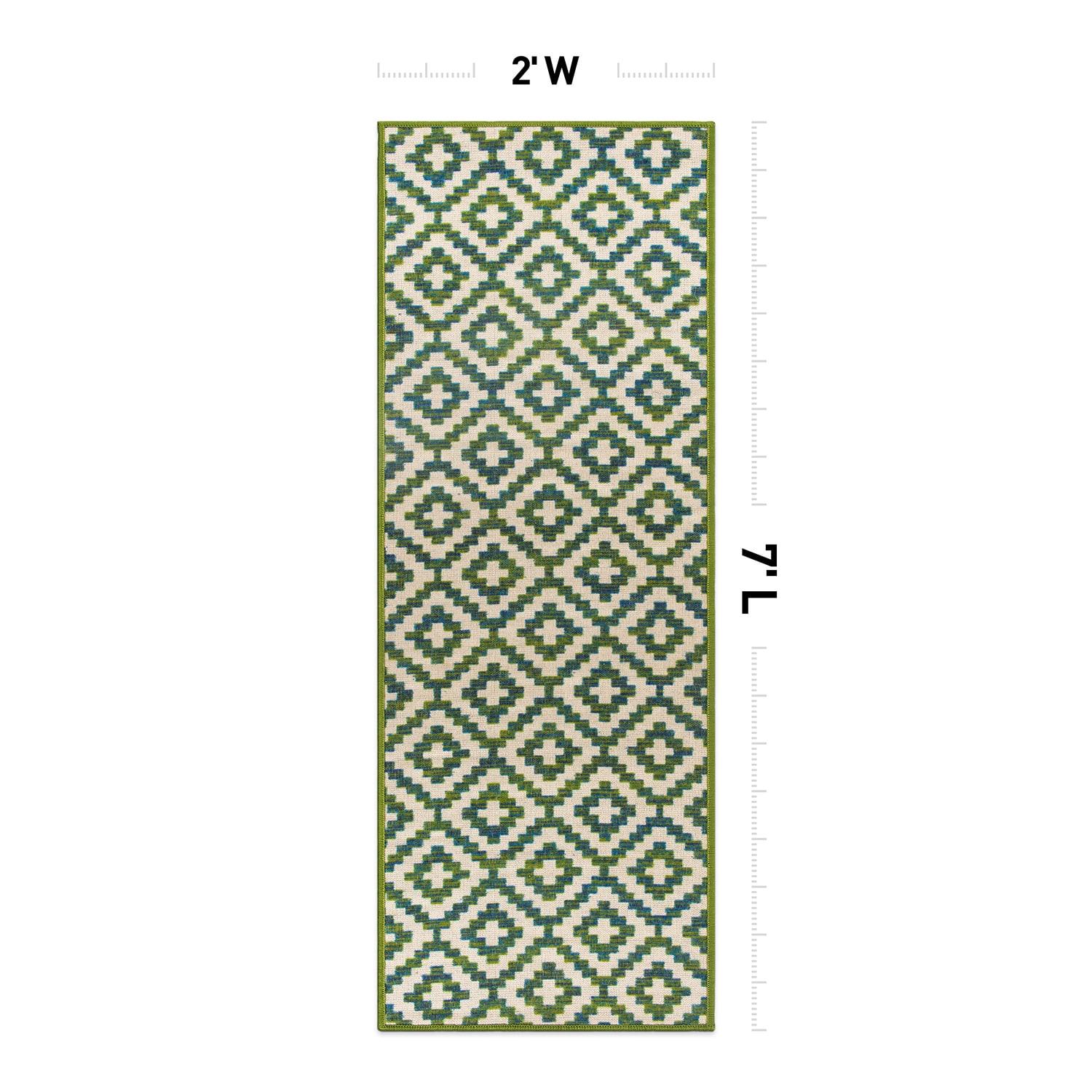 World Rug Gallery Contemporary Geometric Trellis Indoor/Outdoor Area Rug - GREEN 2'x7'