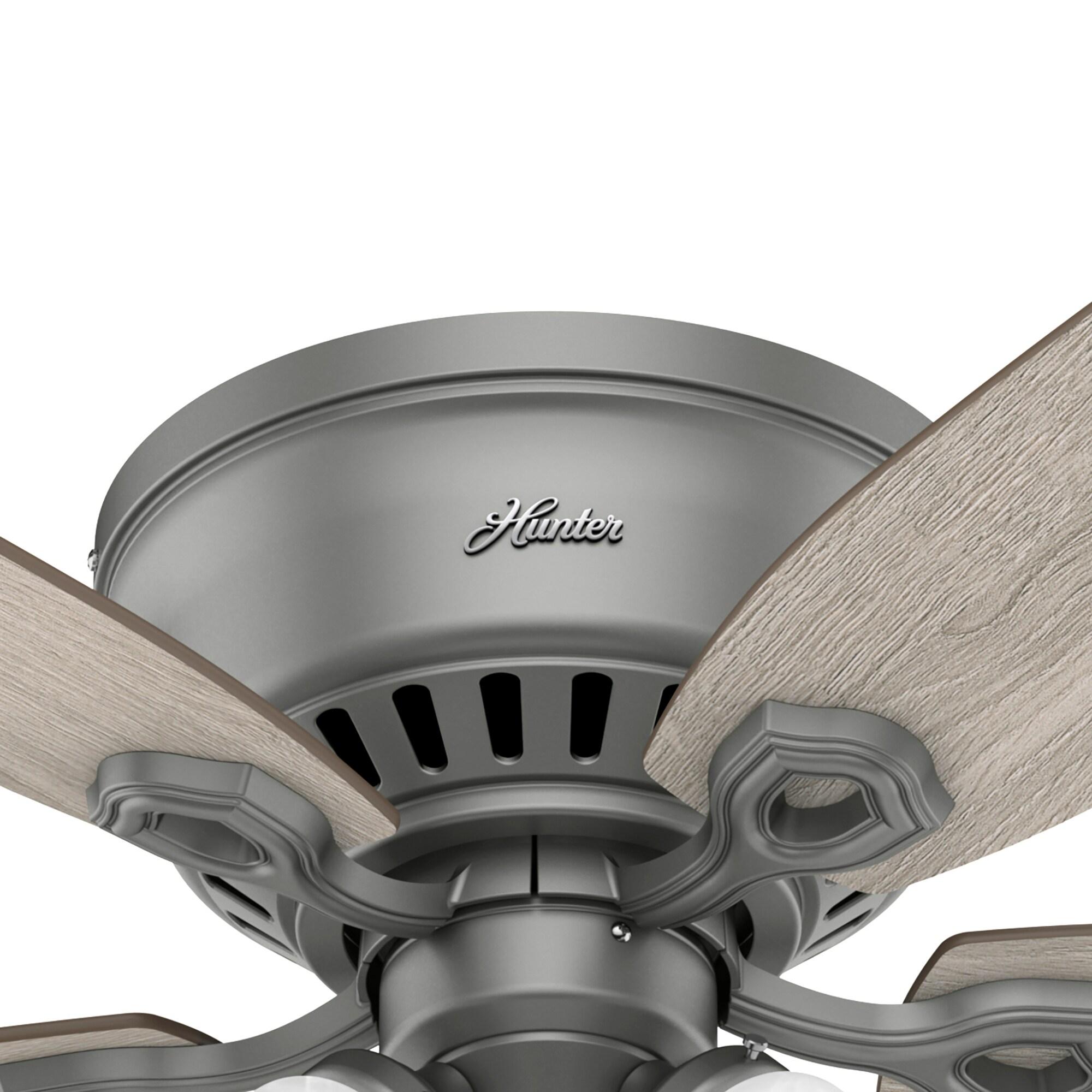 Builder Low Profile 52" 5 - Blade Flush Mount Ceiling Fan with Lights and Pull Chains