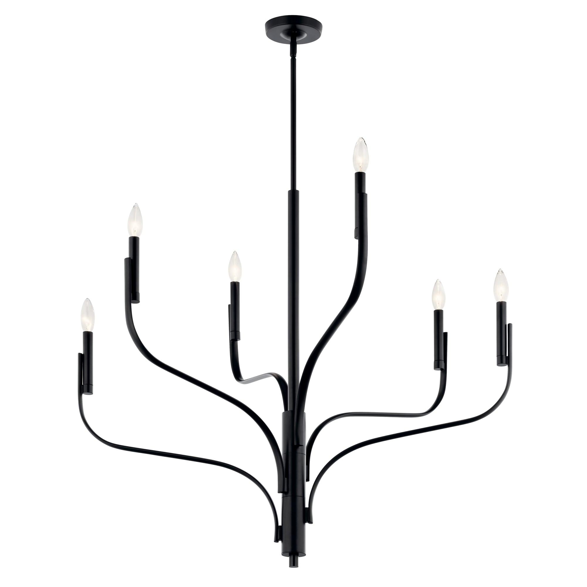 Kichler Livadia 6 -Light Brushed Black Modern/contemporary Bare bulb For Use in Bedrooms, Dining Rooms, Foyers, Kitchens, Living Rooms Chandelier