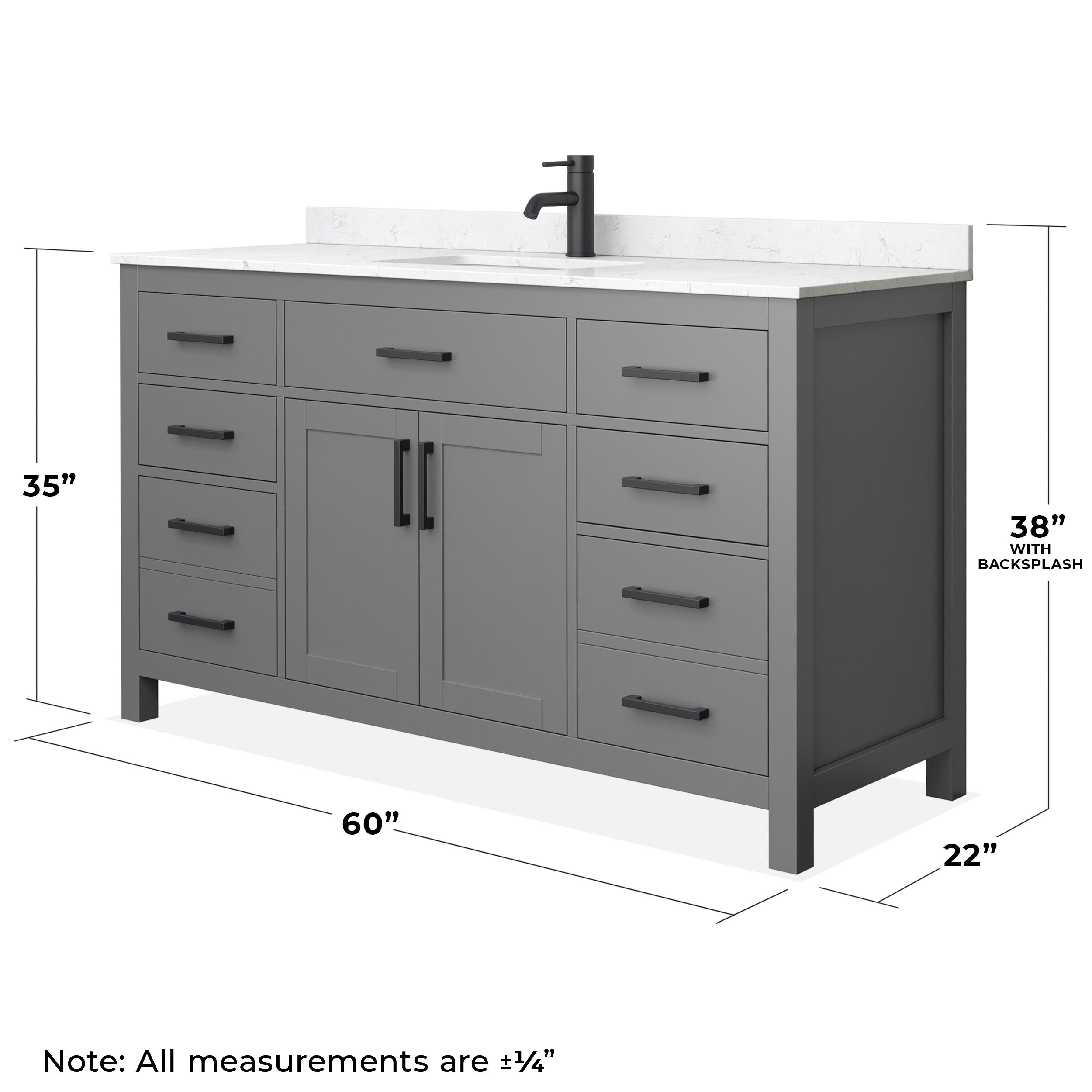 Beckett 60" Freestanding Single Bathroom Vanity with Cultured Marble Top