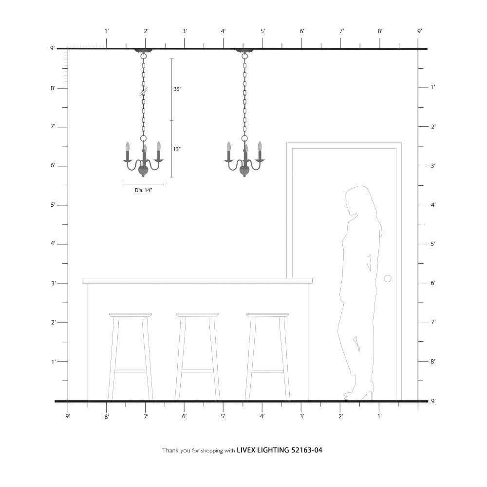 Livex Lighting Windsor 3 - Light Chandelier in  Black