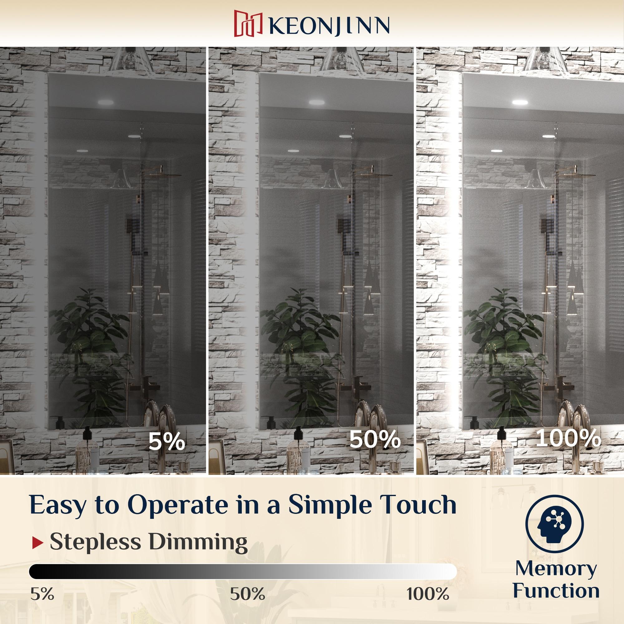 Ivy Bronx Keonjinn 40 X 24 In LED Bathroom Mirror With Lights, Adjustable 3 Color Lights, LED Vanity Mirror, Wall Mounted Anti-Fog Dimmable Mirror, UL Listed LED Driver, HD Tempered Glass(Horizontal/Vertical)