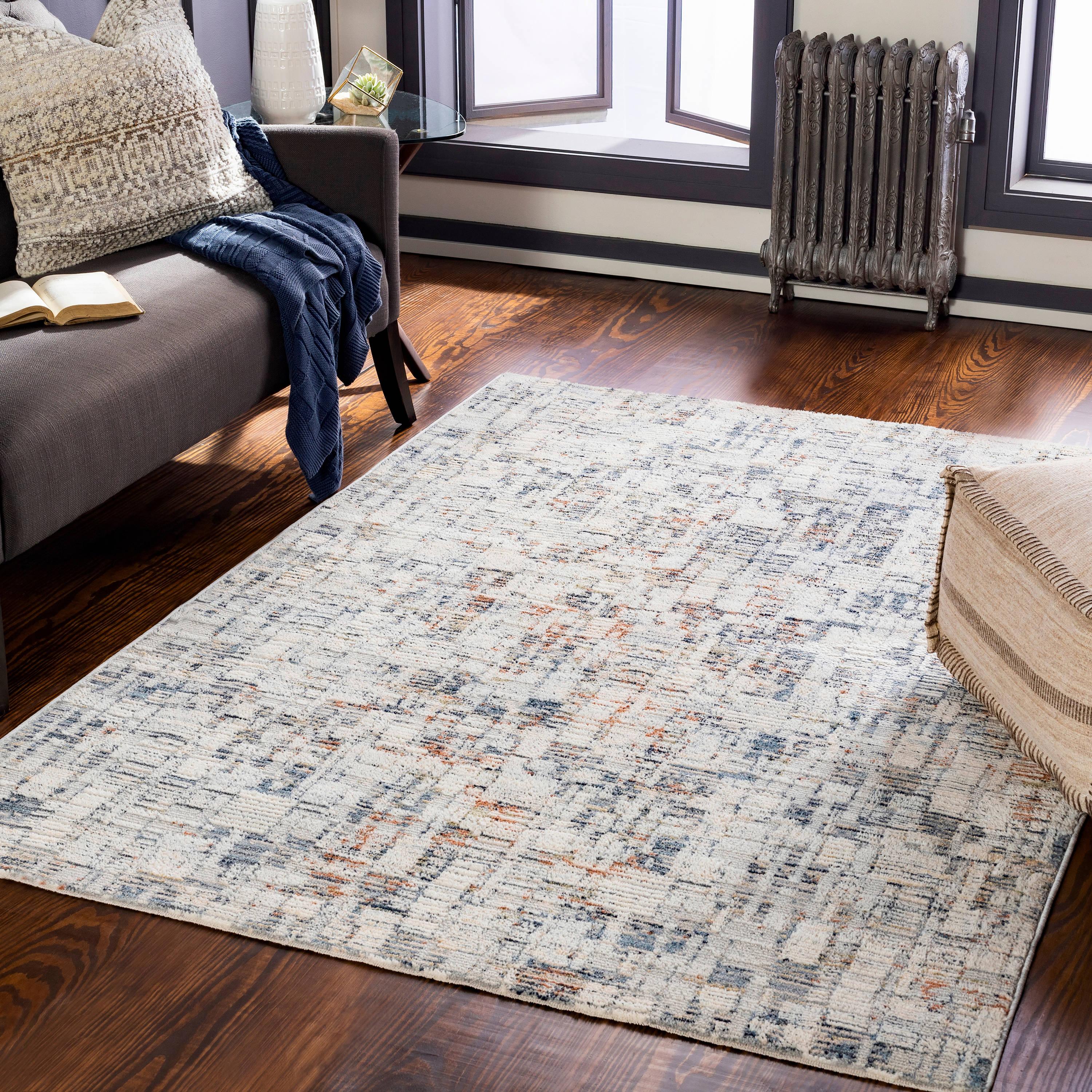 Gray and Multicolor Abstract Synthetic Area Rug