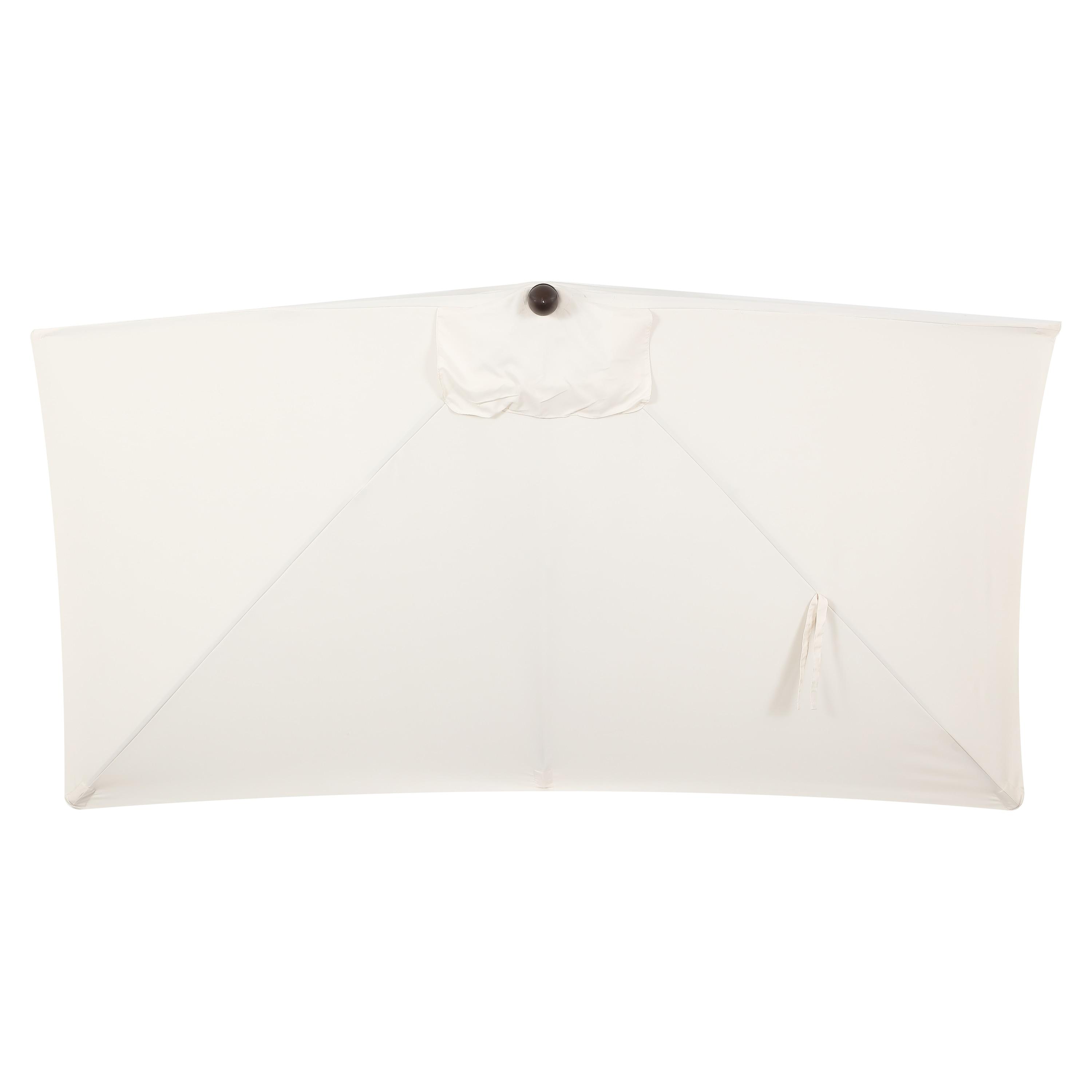 JONATHAN Y Sidney 9 ft. Classic MidCentury Rectangular Half Market Patio Umbrella with Crank, Wind Vent and UV Protection in Cream/White