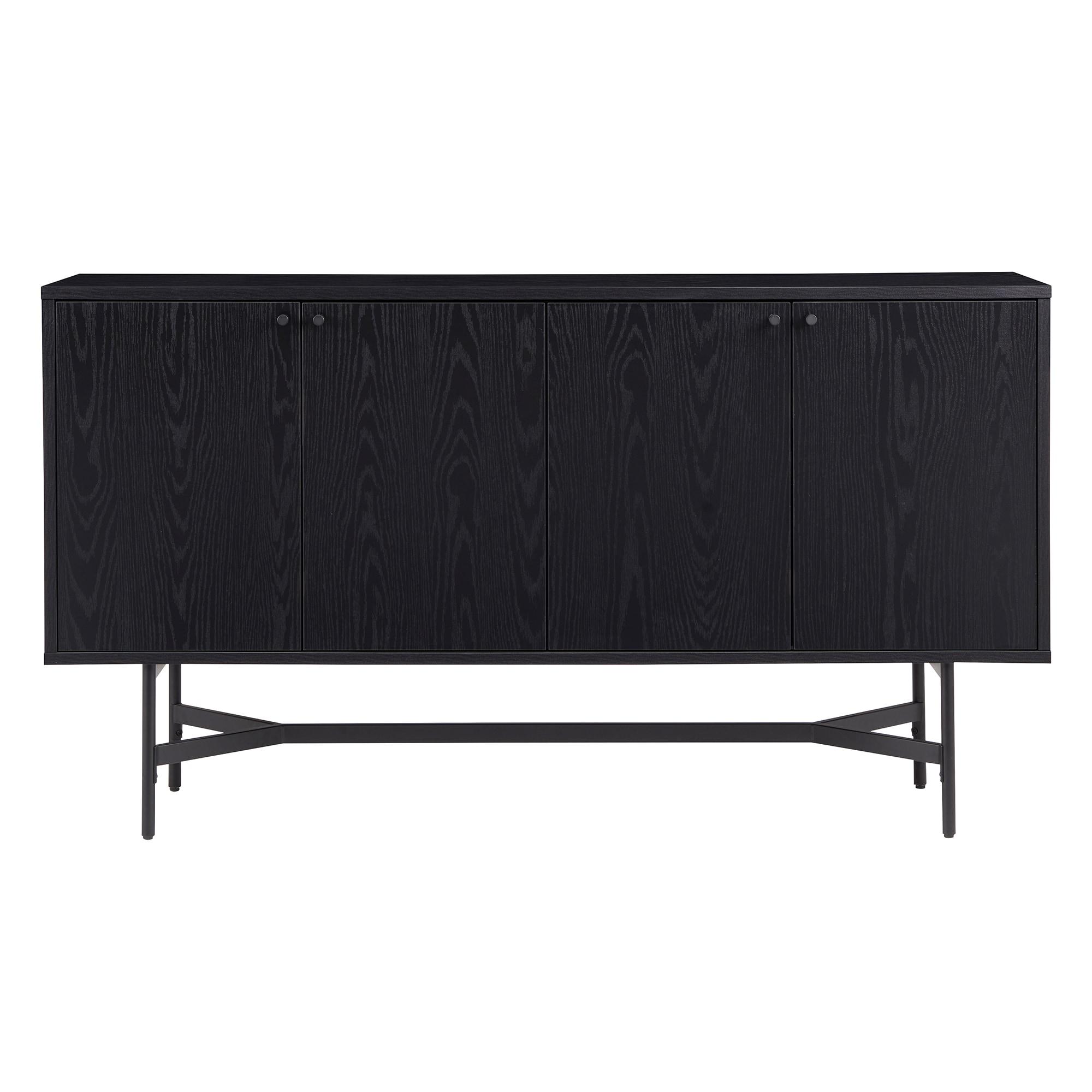 Henn&Hart 58" Black Grain MDF/Metal Buffet Table