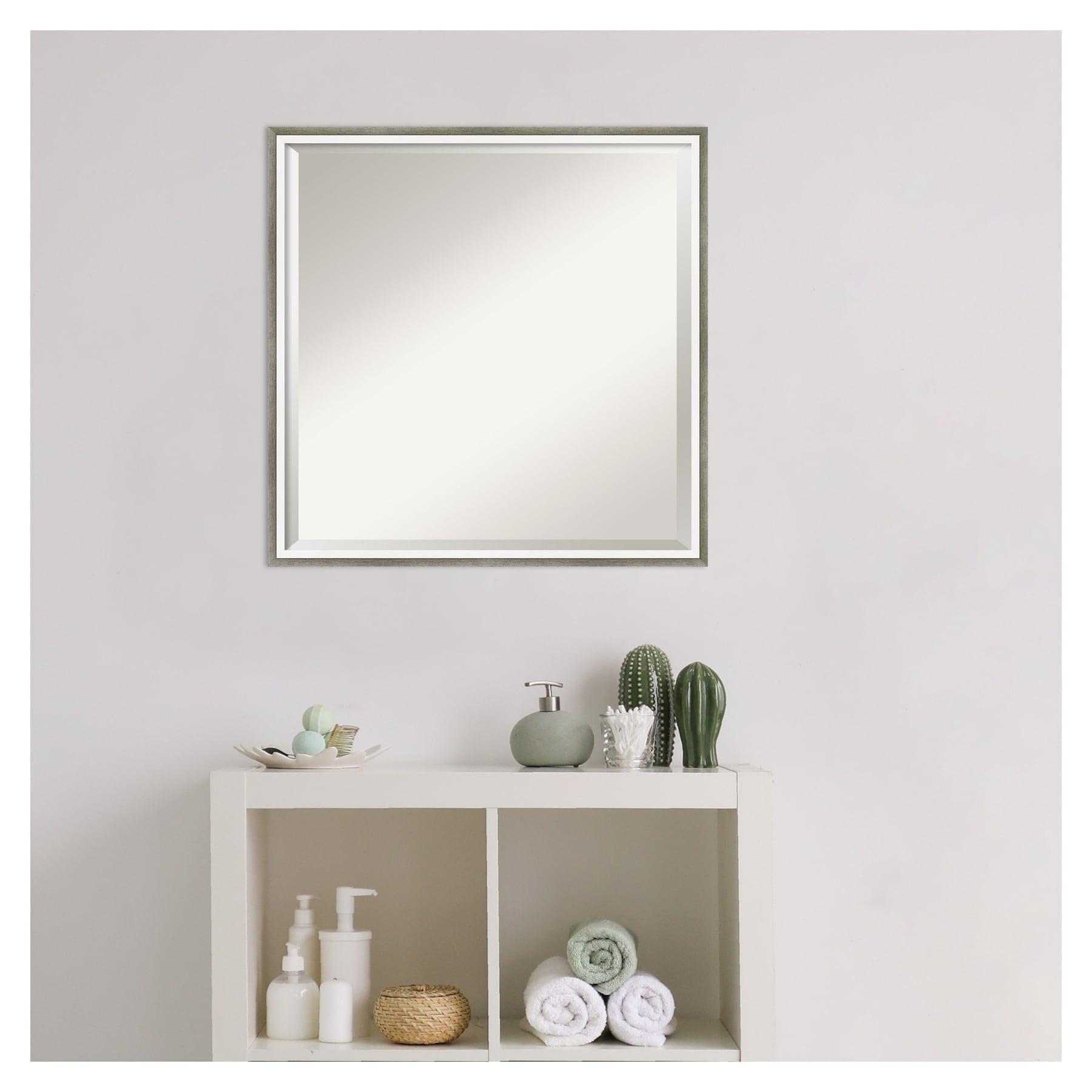 Elegant Rectangular Bronze & Silver Wood Bathroom Vanity Mirror 21x21