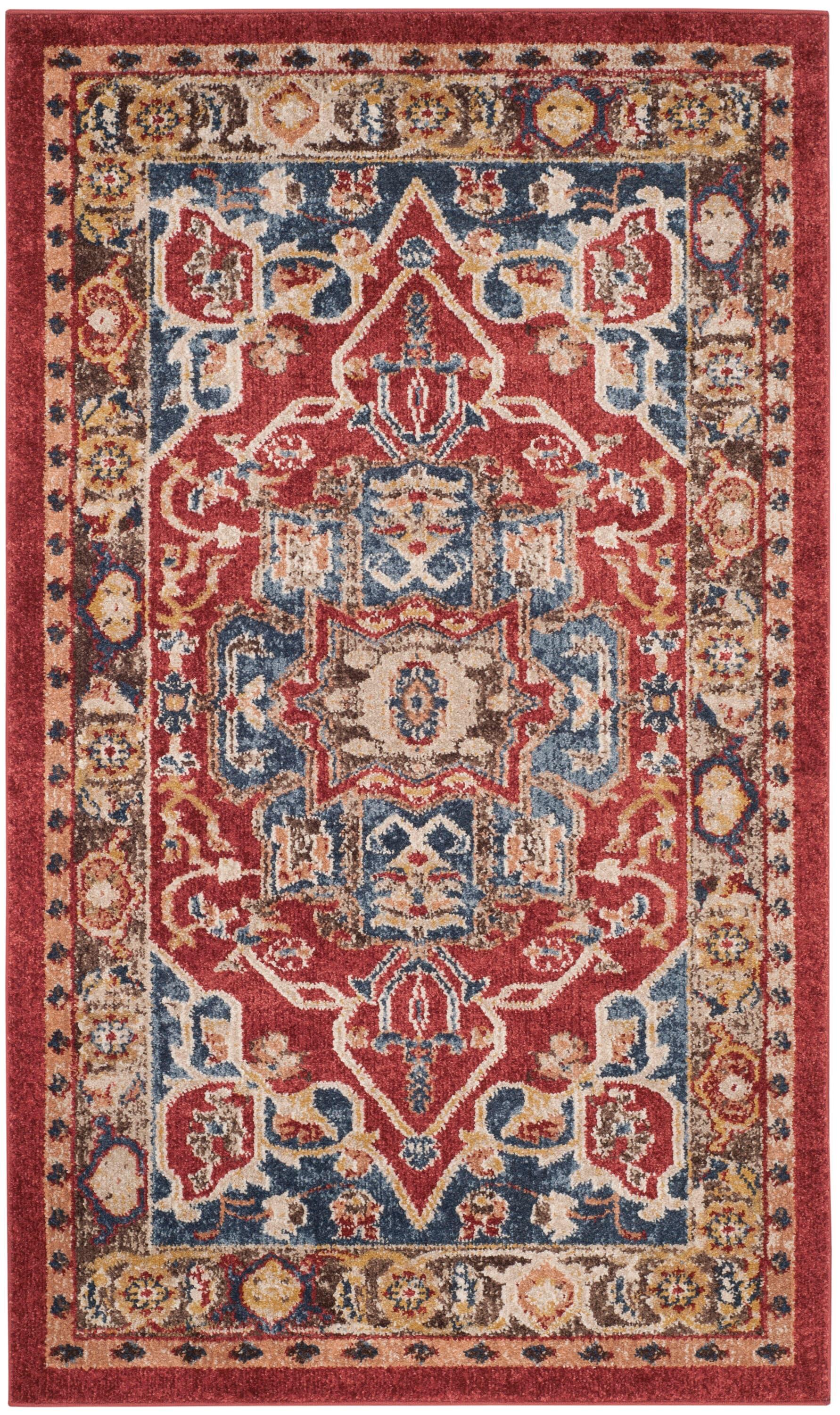 SAFAVIEH Bijar Hester Traditional Area Rug, Red/Royal, 3' x 5'