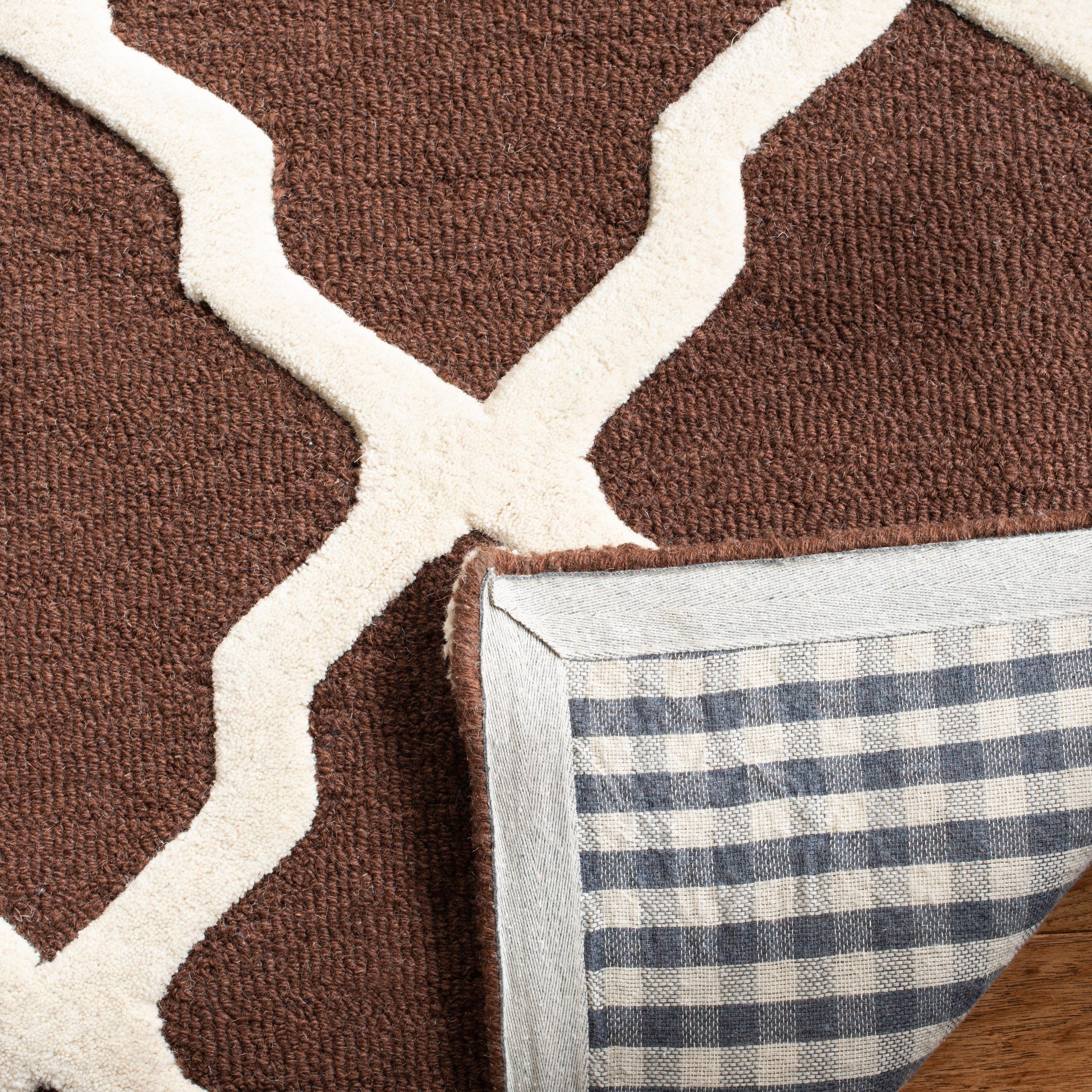 SAFAVIEH Cambridge Liam Geometric Wool Area Rug, Dark Brown/Ivory, 8' x 10'