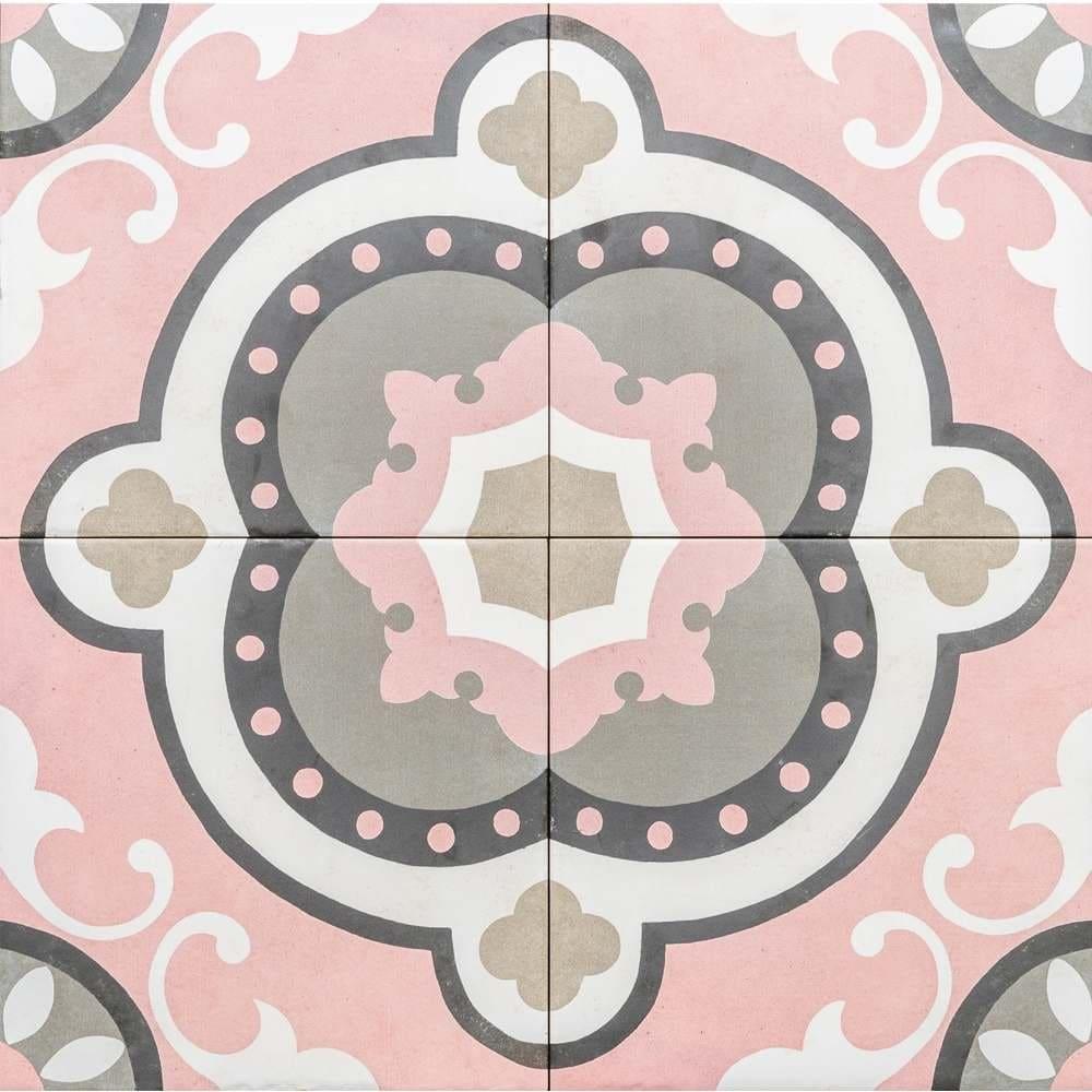 The Tile Life Art Deco Pink 8x8 Porcelain Floor and Wall Tile - 8x8 Sample