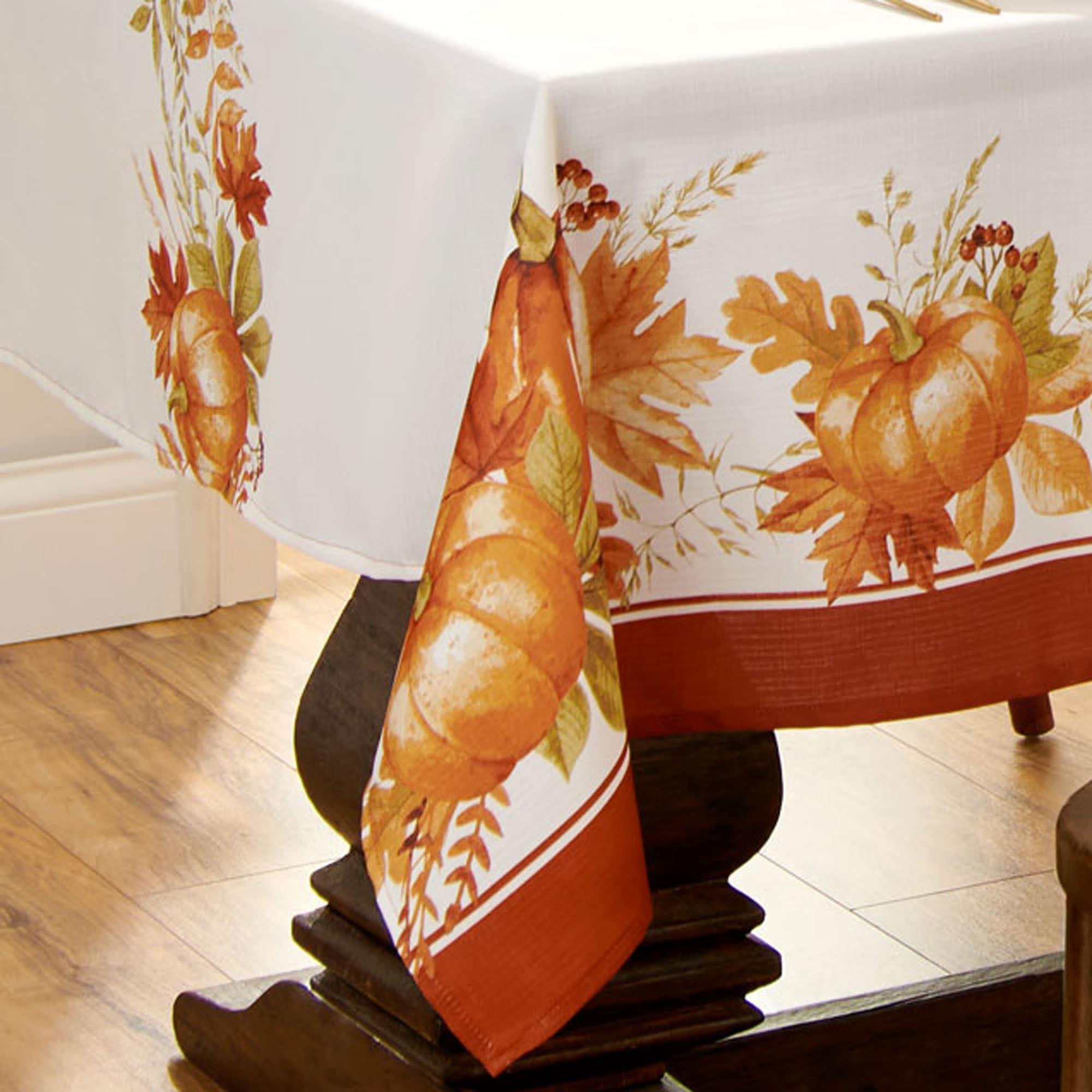 Autumn Pumpkin Grove Fall Rectangle Tablecloth - Orange/Rust - 60x120 - Elrene Home Fashions